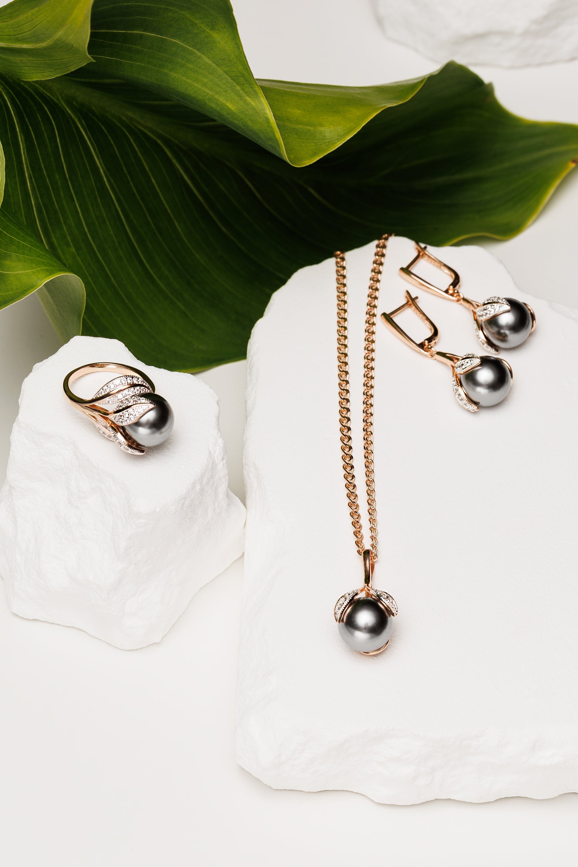 Set cupru si perla Midnight Bloom