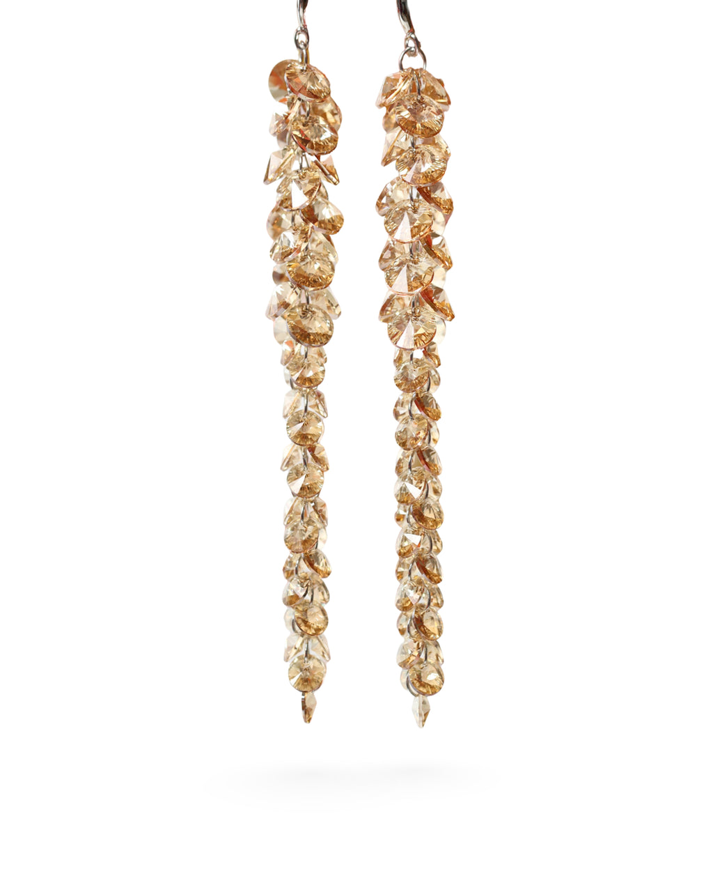 Cercei argint si cristale fatetate premium Crystallized Amberfall