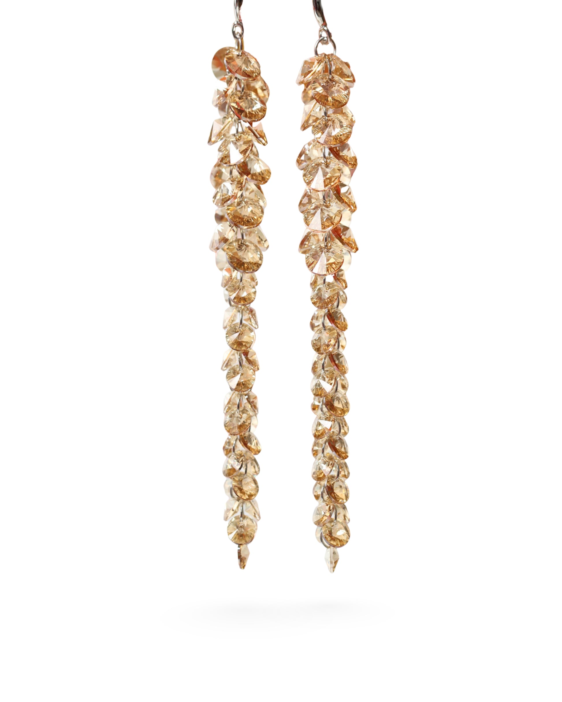 Cercei argint si cristale fatetate premium Crystallized Amberfall