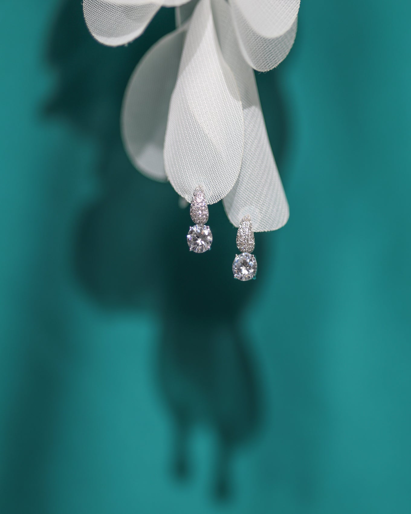 Cercei din argint rodiat si moissanit Celest Drop