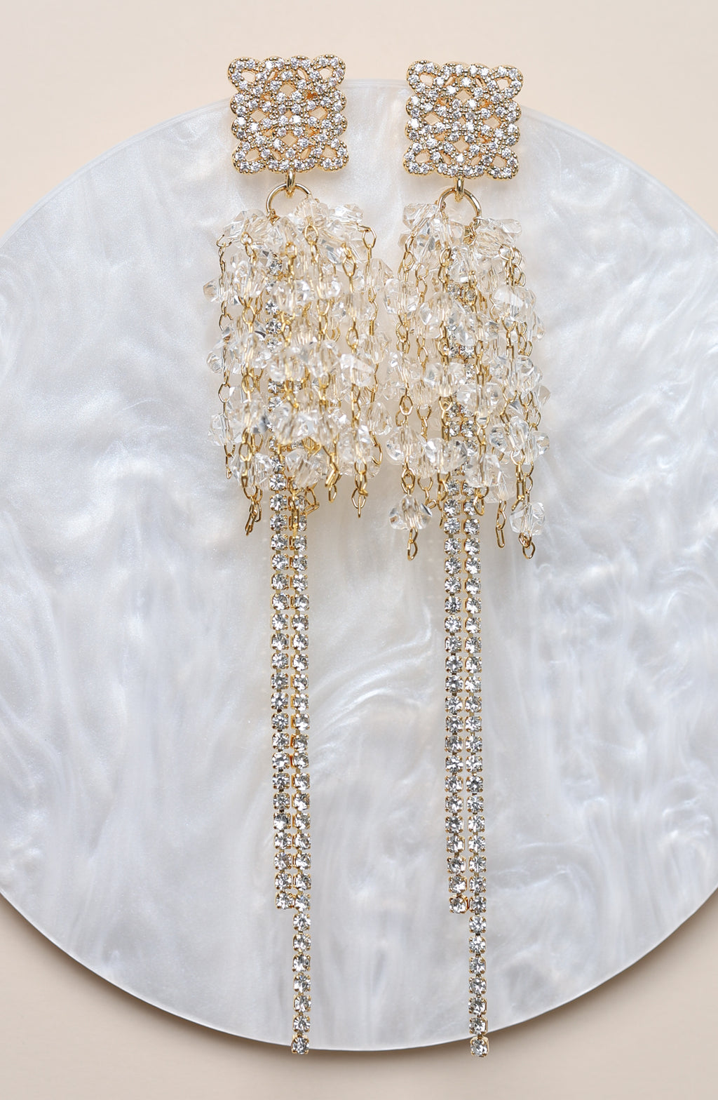 Cercei placati cu aur si cristale Celestial Cascade