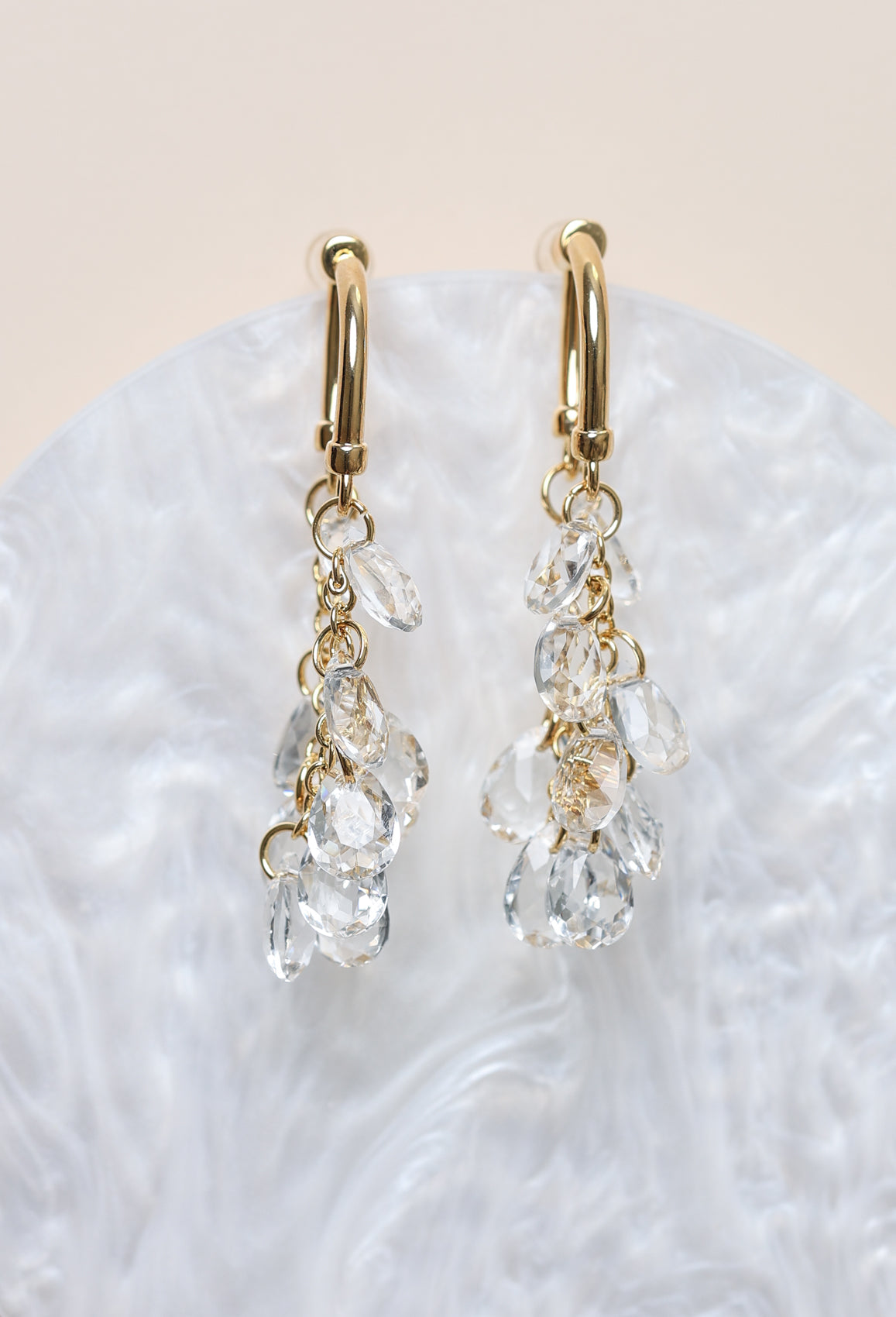 Cercei placati cu aur si cristale Aether Drops