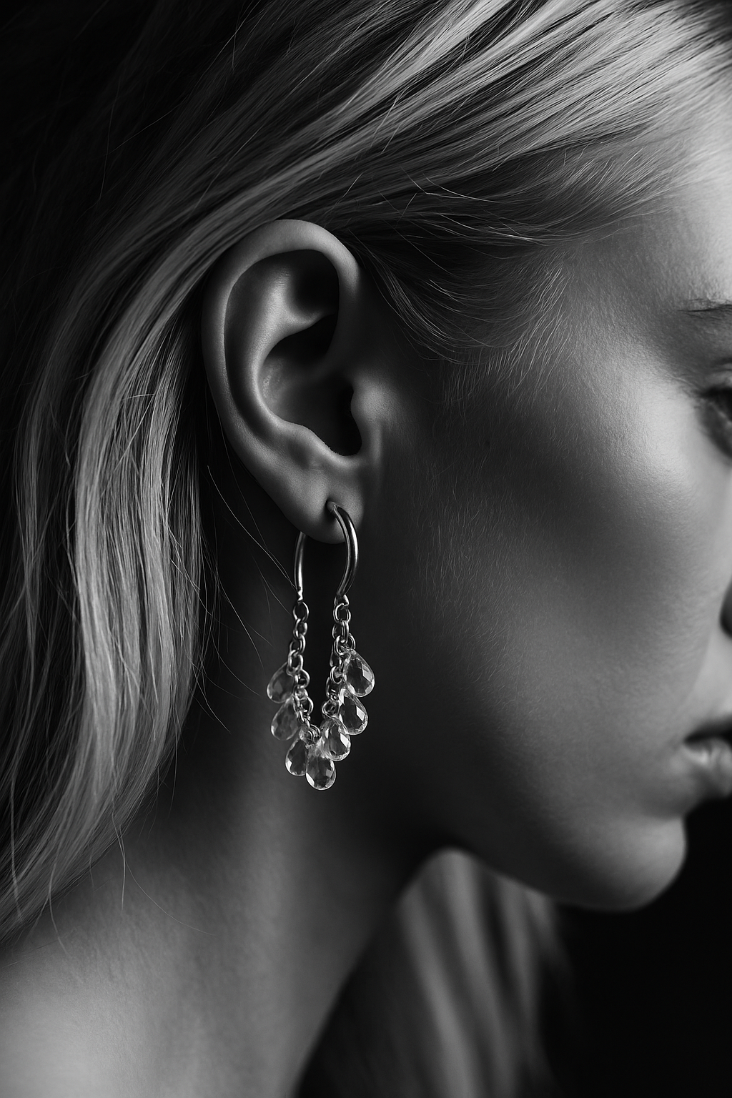 Cercei placati cu aur si cristale Aether Drops