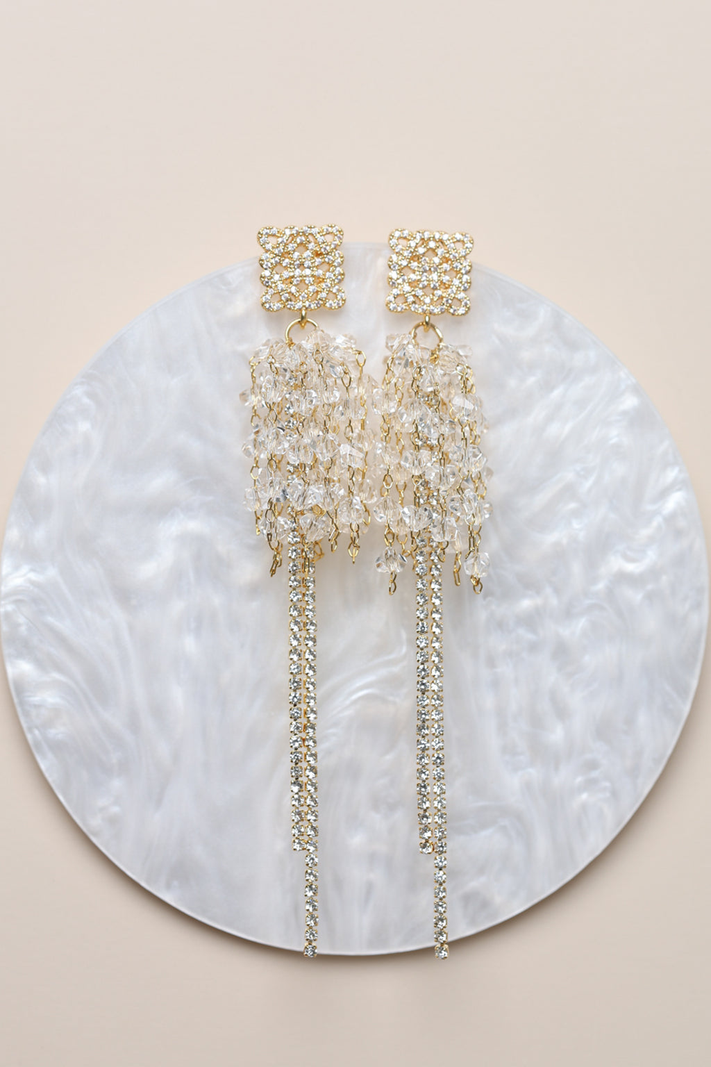 Cercei placati cu aur si cristale Celestial Cascade