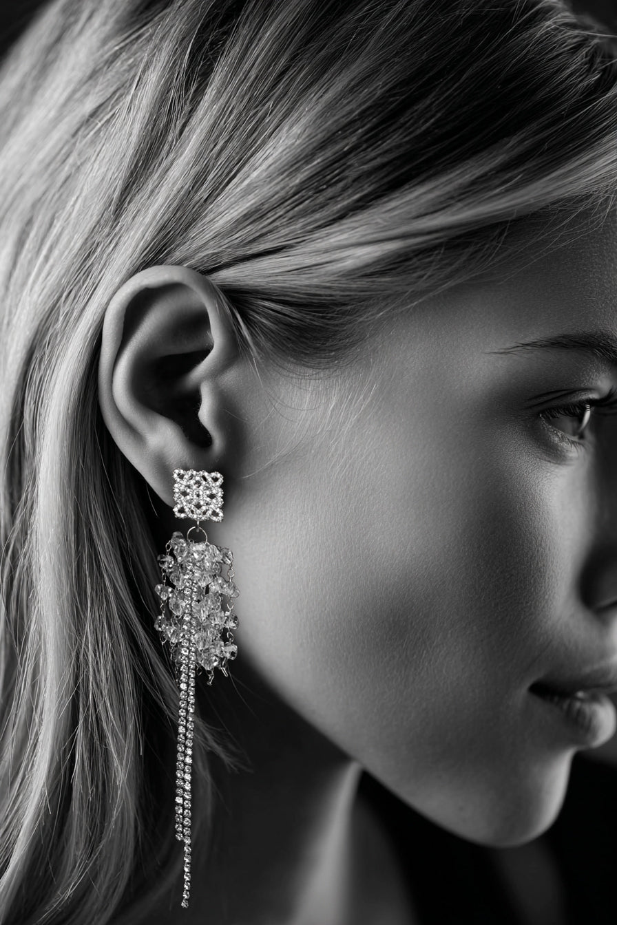 Cercei placati cu aur si cristale Celestial Cascade