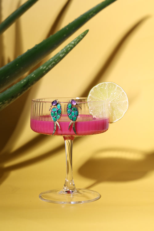 Cercei agat verde si ametist Hummingbird’s Secret