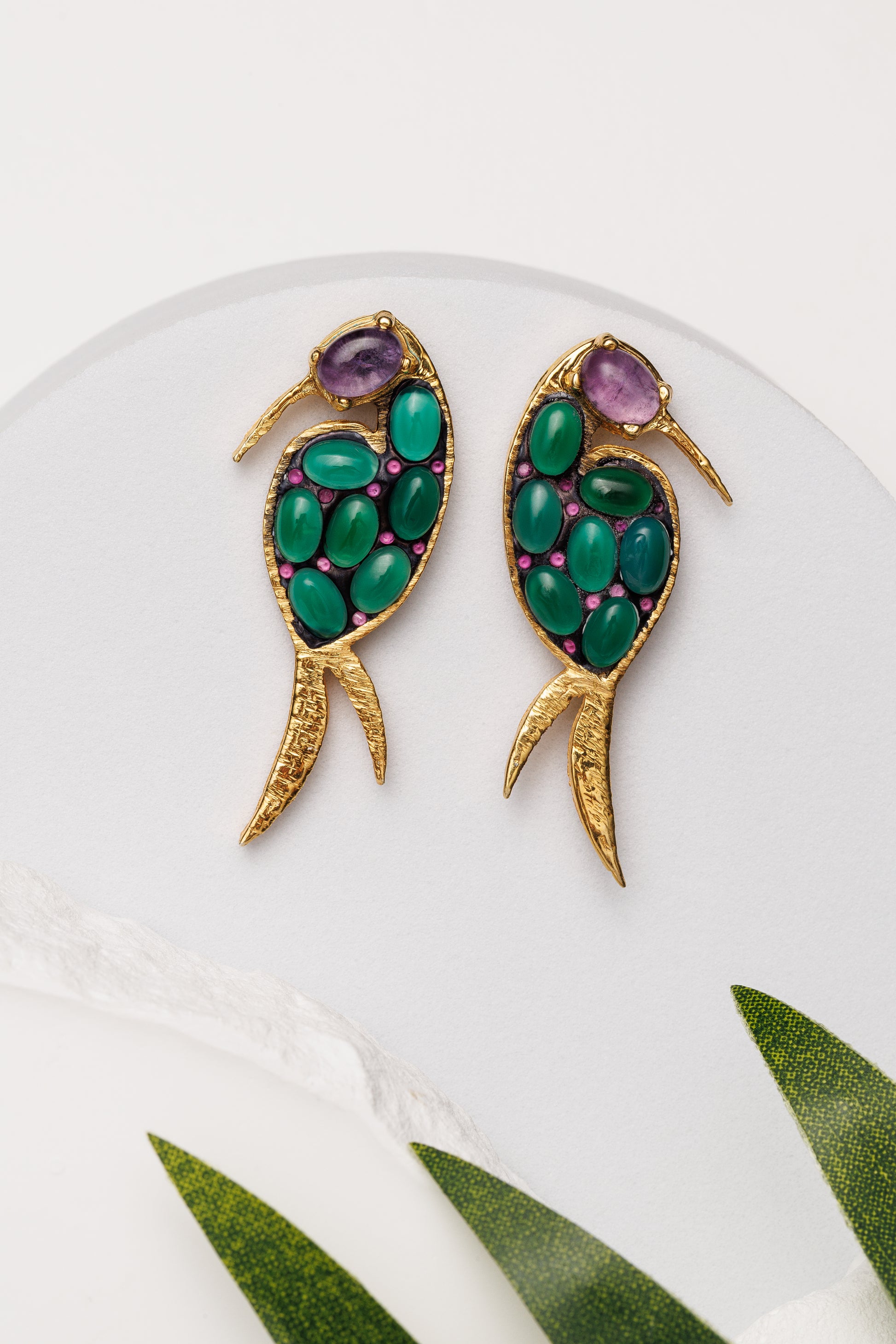 Cercei agat verde si ametist Hummingbird’s Secret