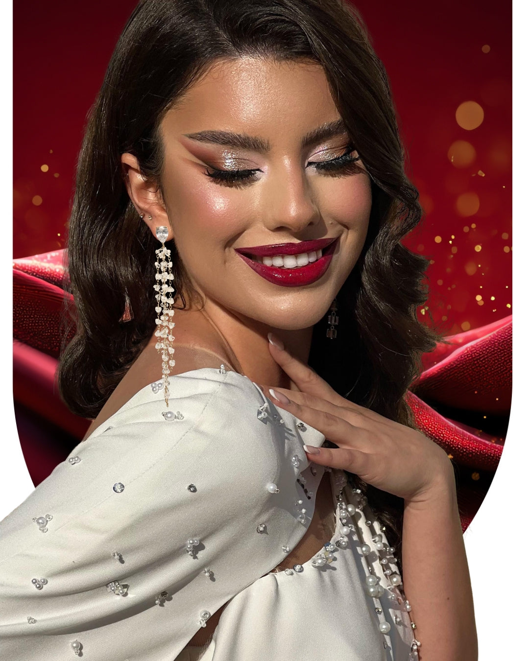 Cercei placati cu aur si cristale Seraphic Veil