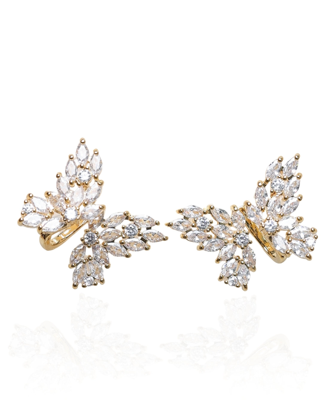 Cercei placati cu aur si cubic zirconia Aurora Wings