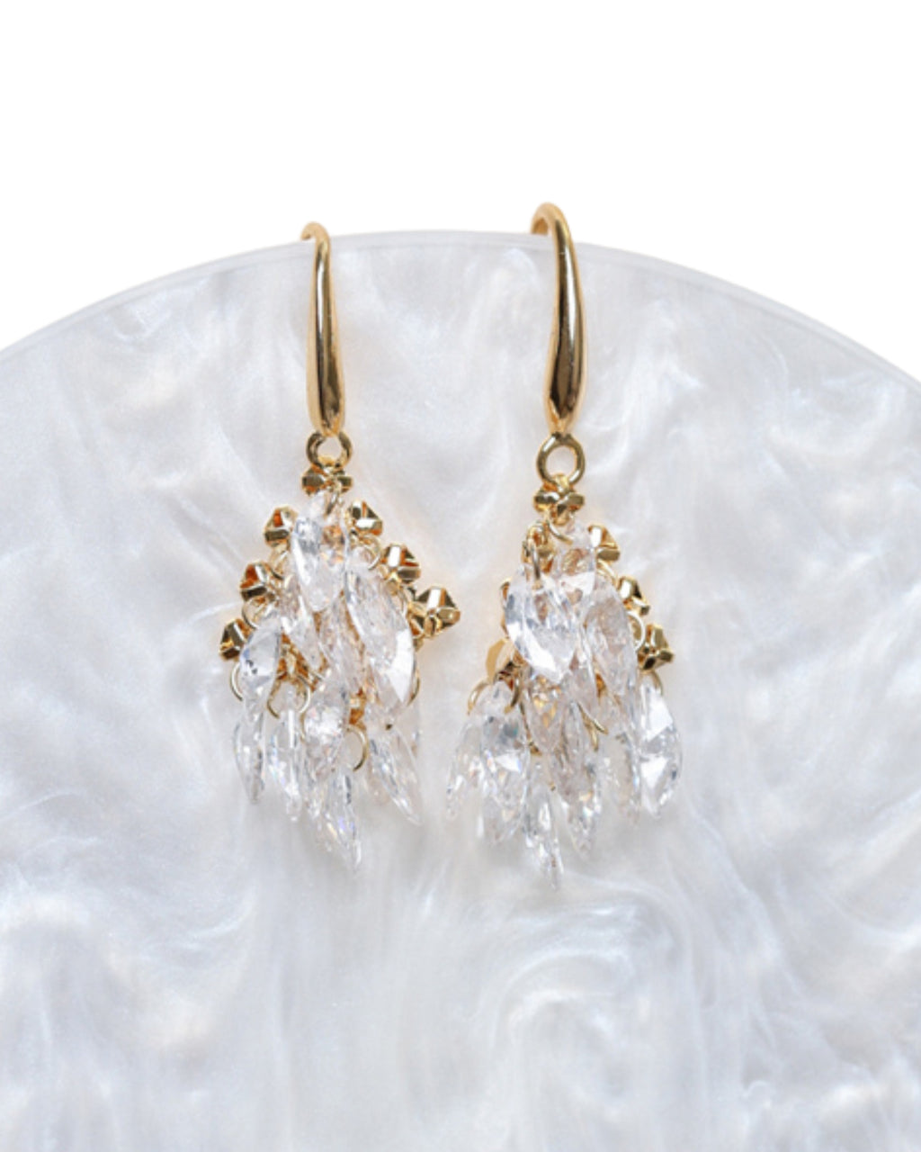 Cercei placati cu aur si cristale Flight of Light