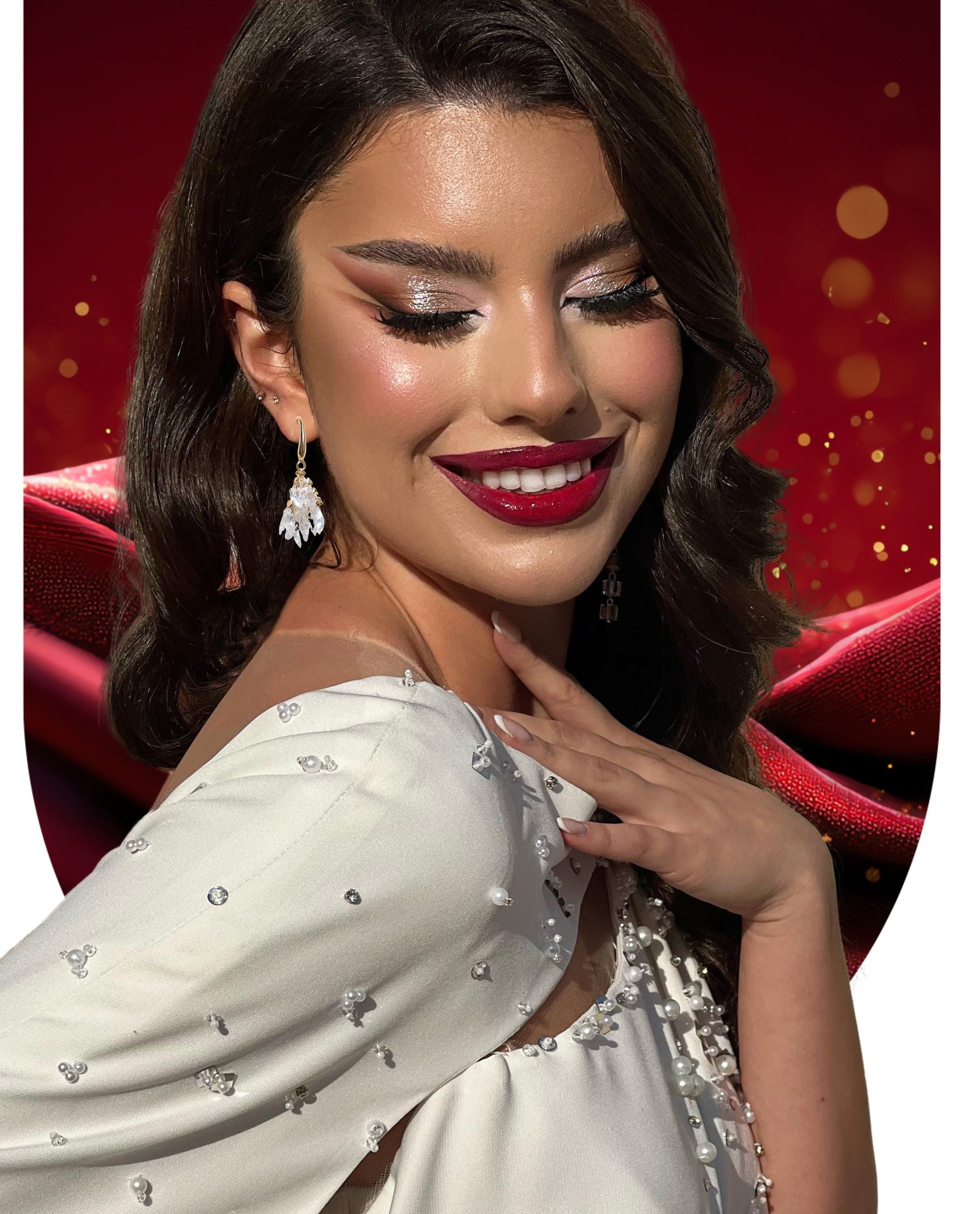 Cercei placati cu aur si cristale Flight of Light