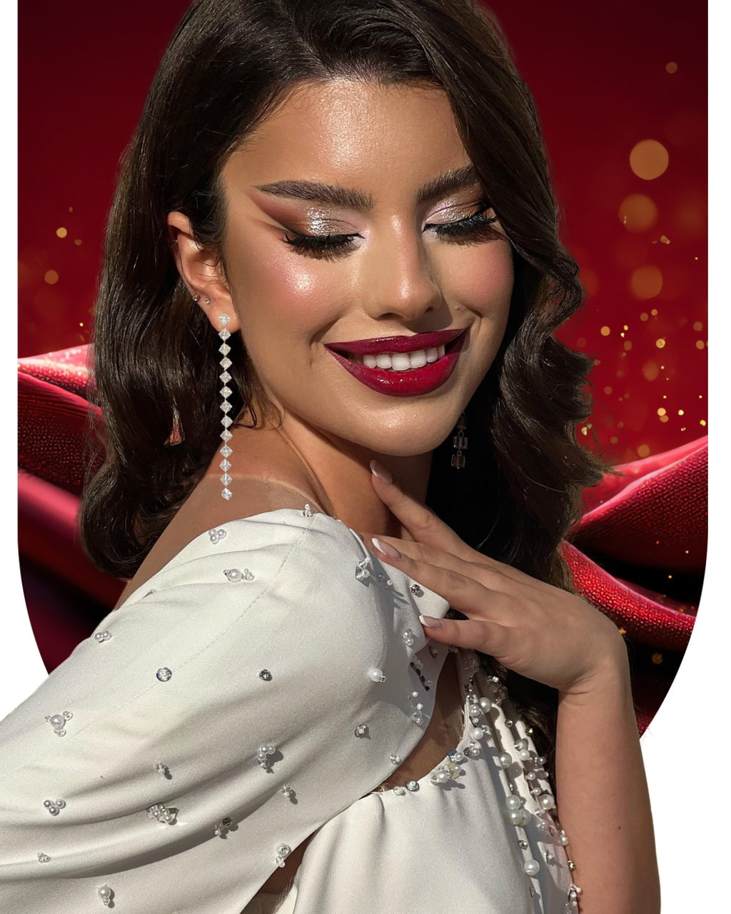 Cercei placati cu aur si cristale Golden Column