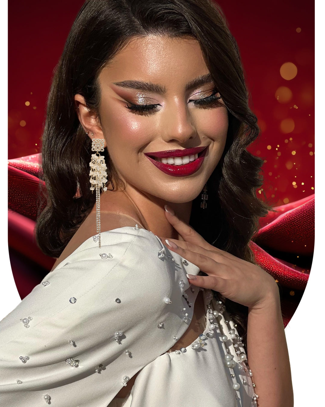 Cercei placati cu aur si cristale Celestial Cascade