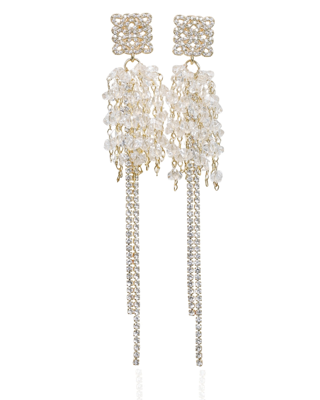 Cercei placati cu aur si cristale Celestial Cascade