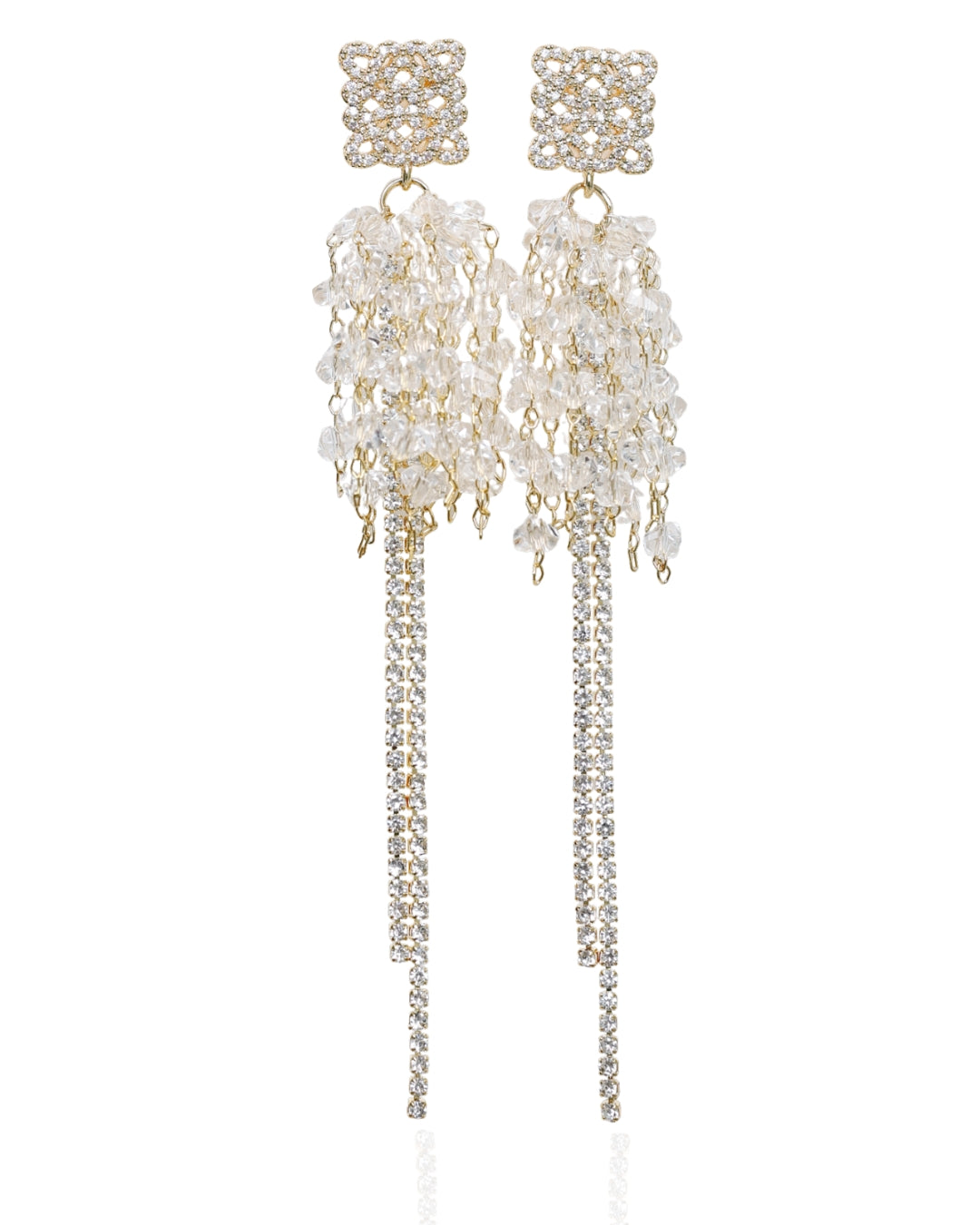 Cercei placati cu aur si cristale Celestial Cascade