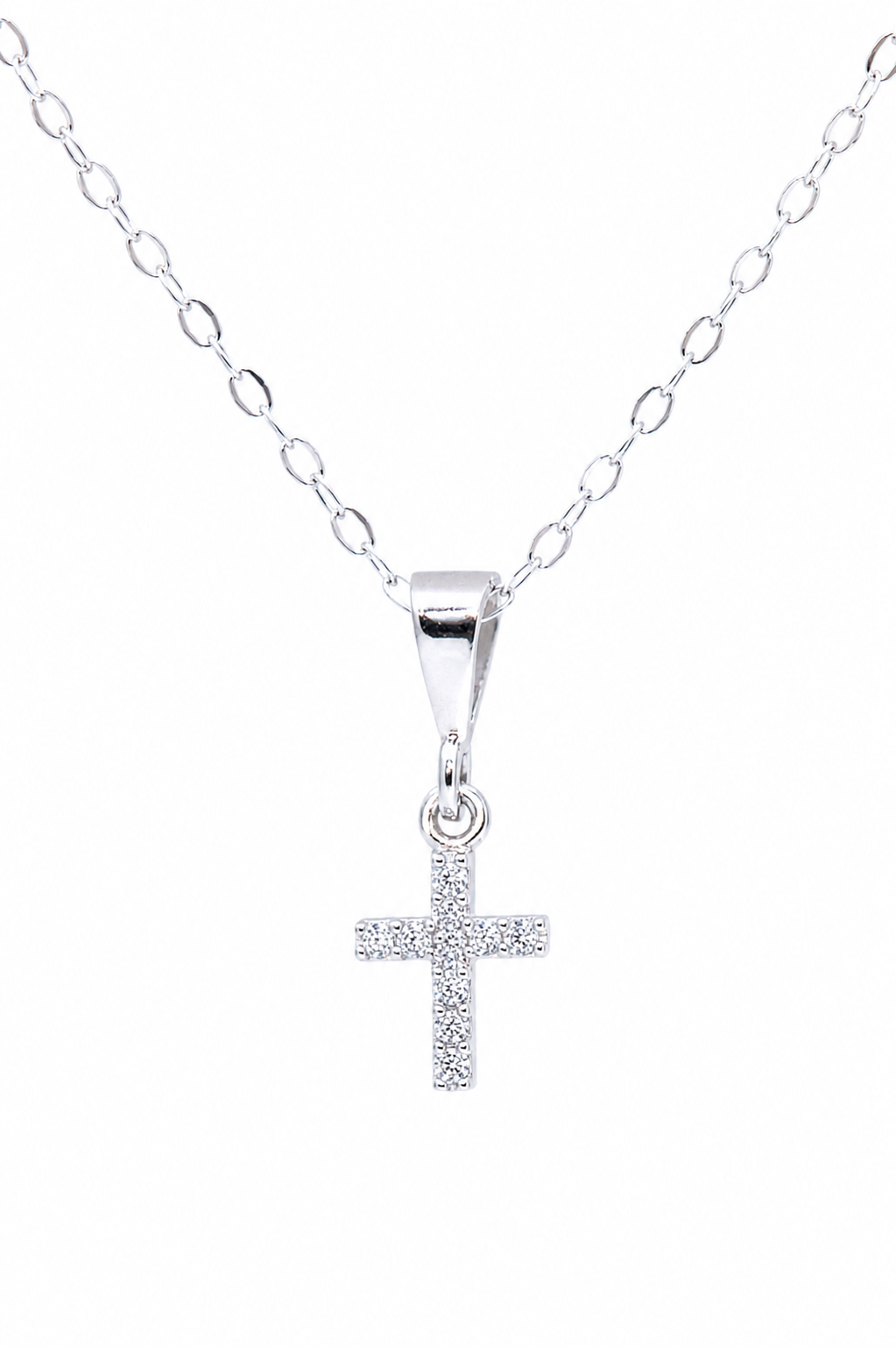 Colier Silver Cross din argint 925 cu pandantiv cruce și 10 cristale Cubic Zirconia