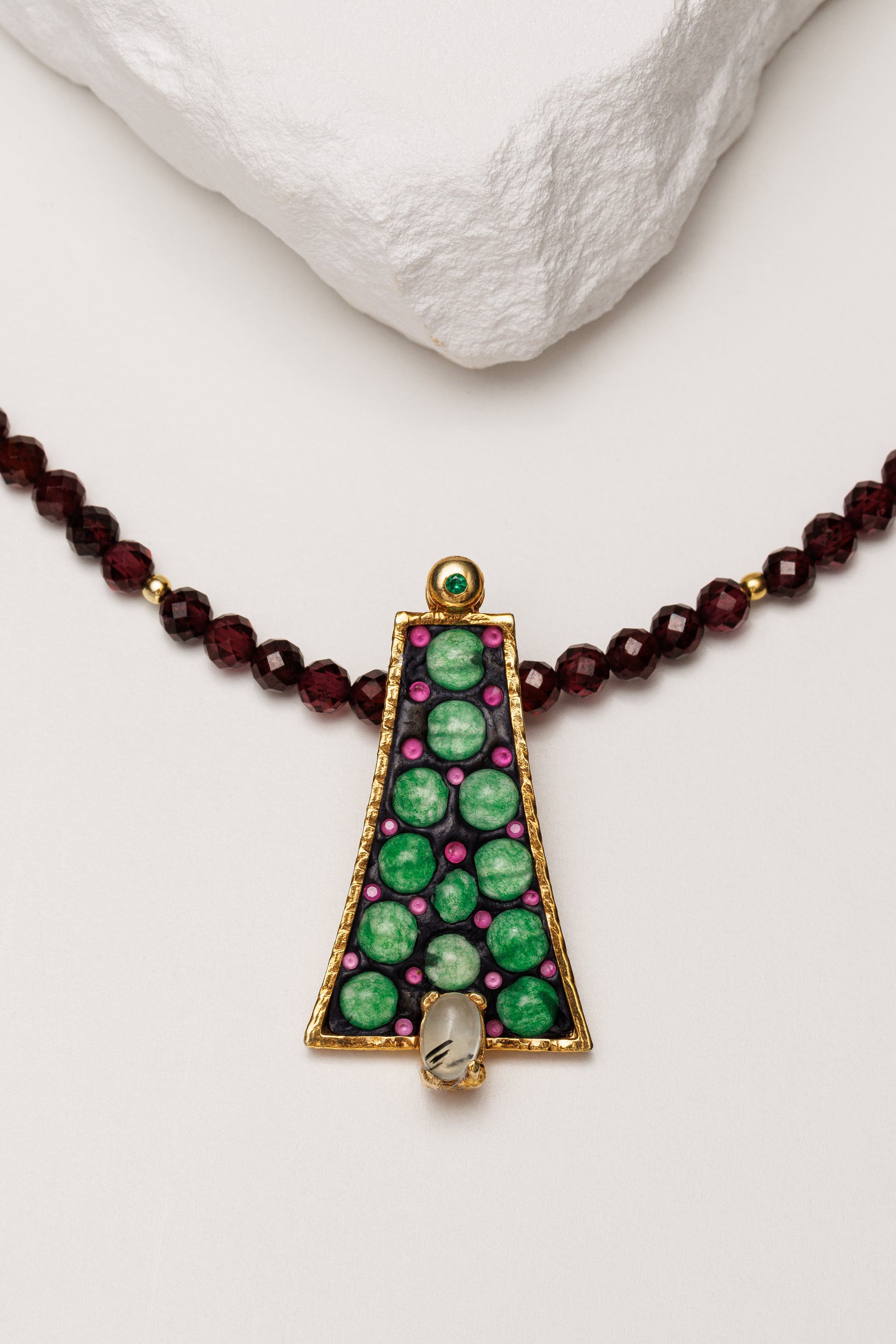 Colier granat Garnet Blossom Totem