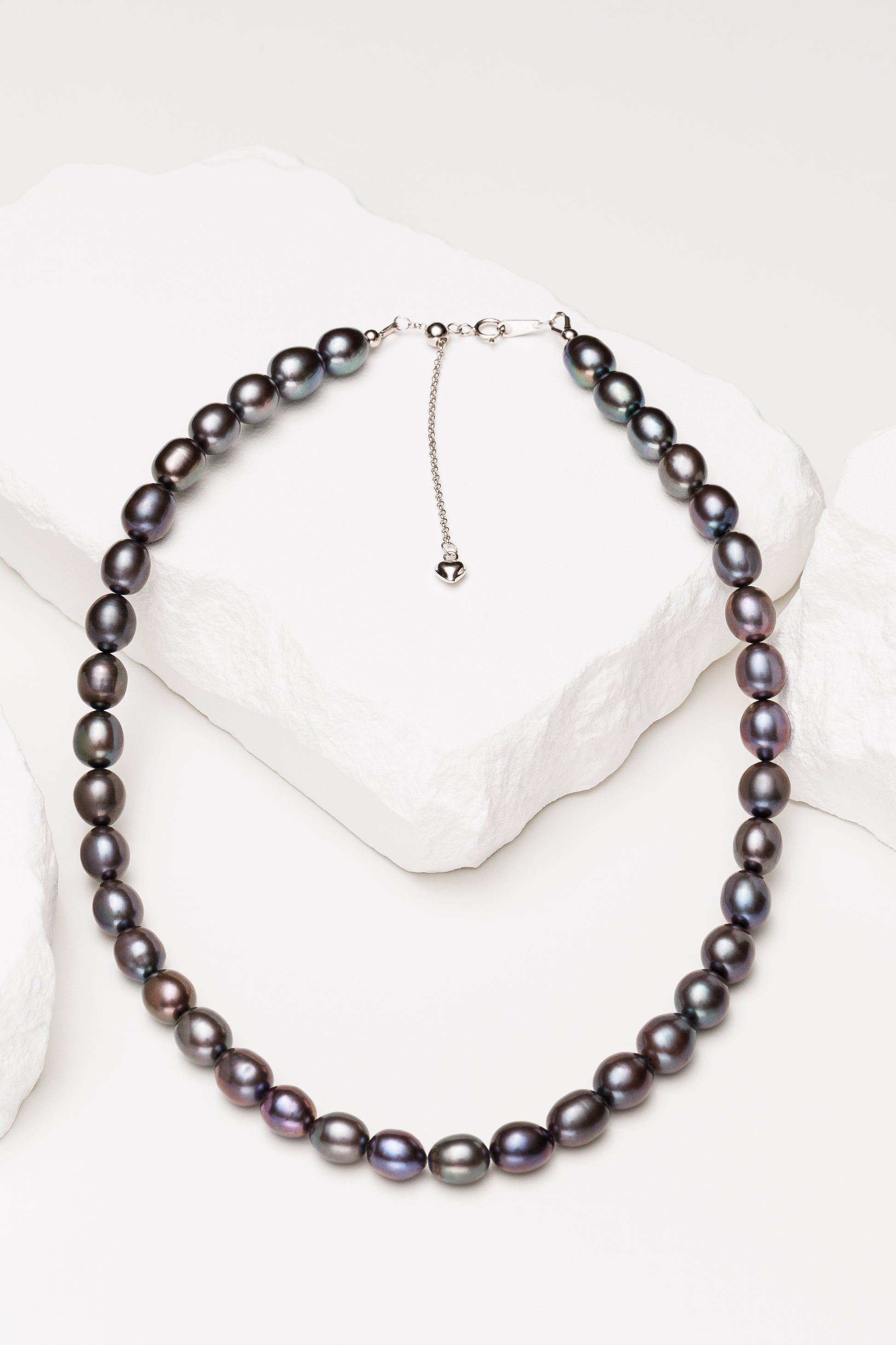 Colier perle naturale de cultura gri ovale Black Iris