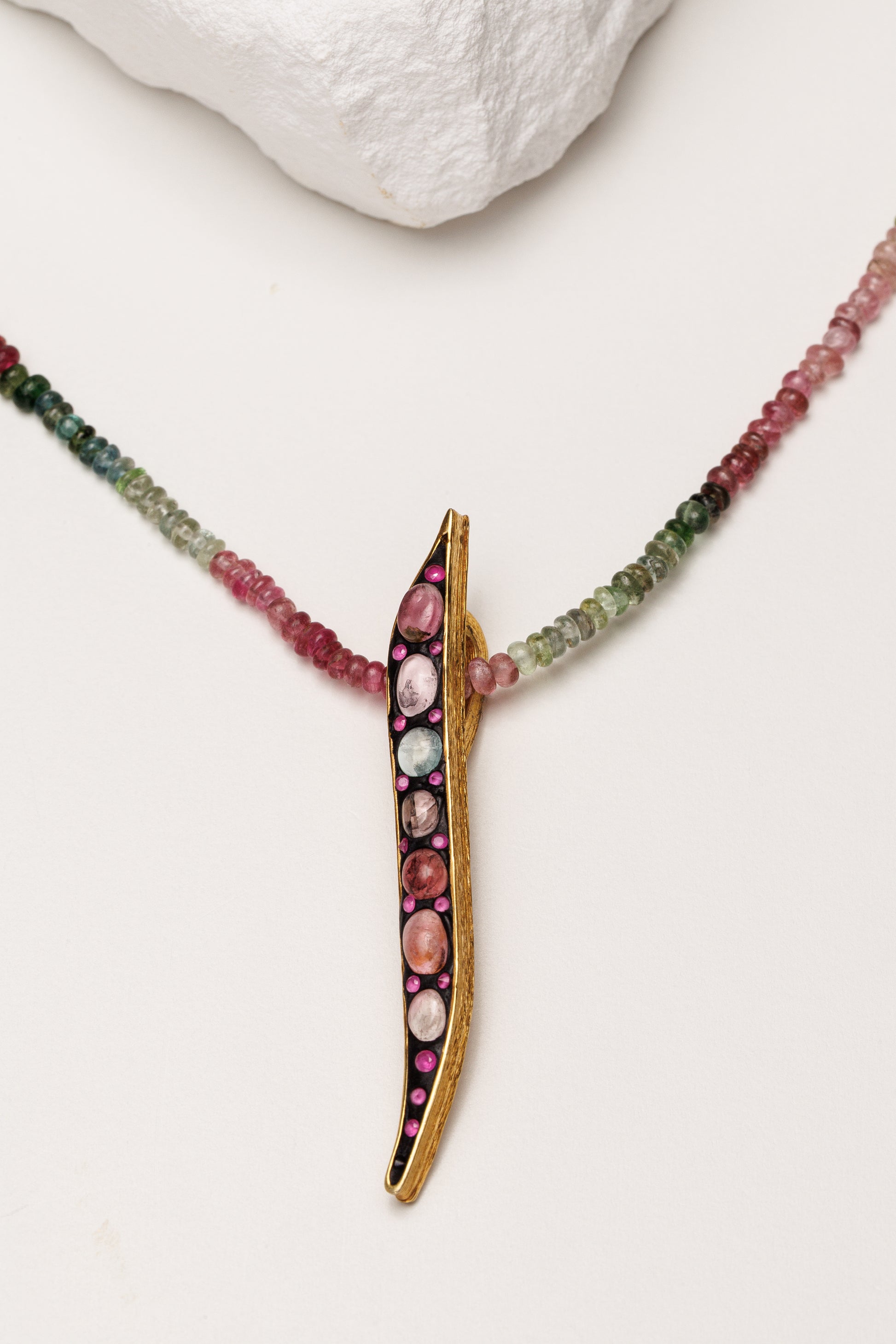 Colier turmalina multicolora Wild Capsule