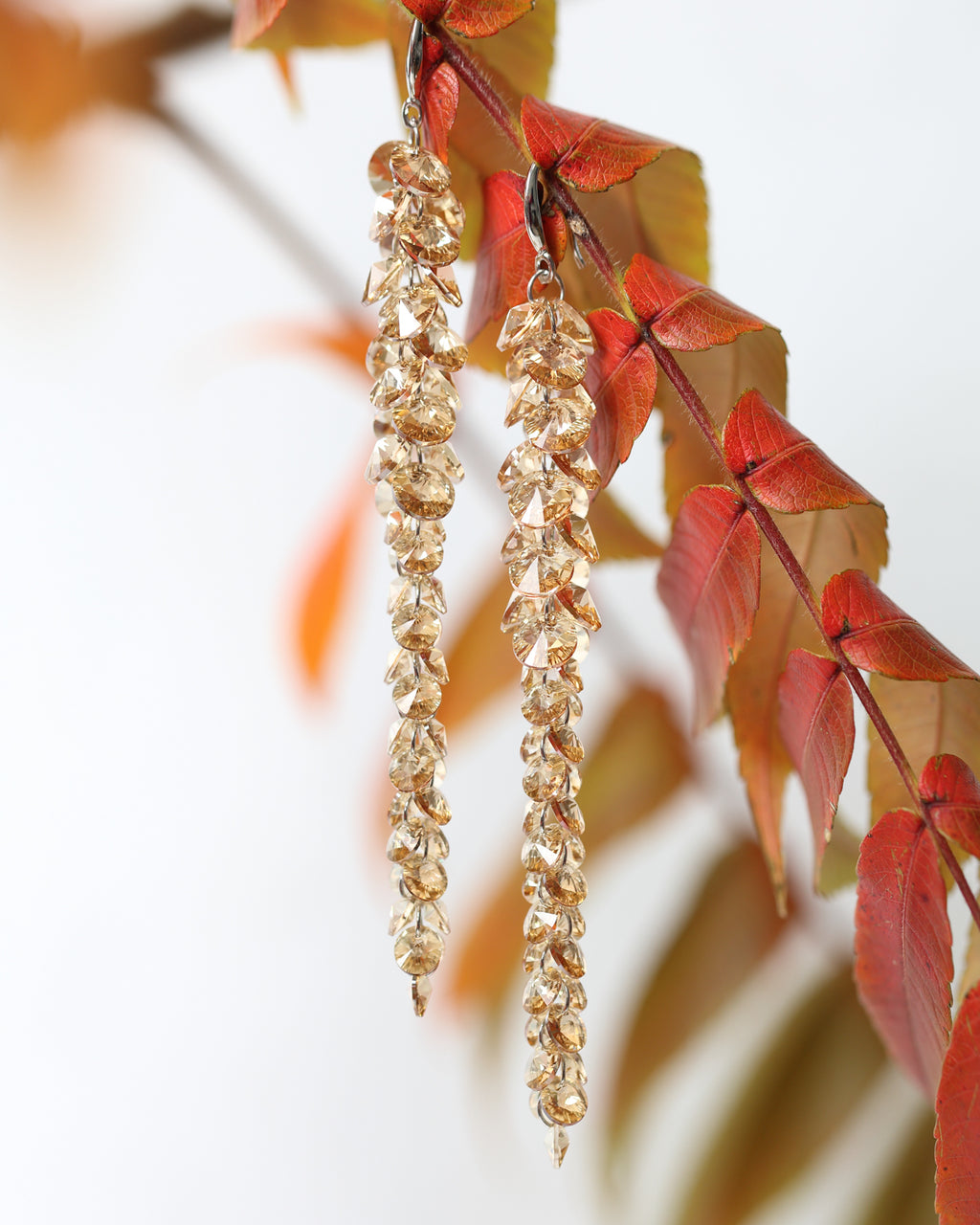 Cercei argint si cristale fatetate premium Crystallized Amberfall