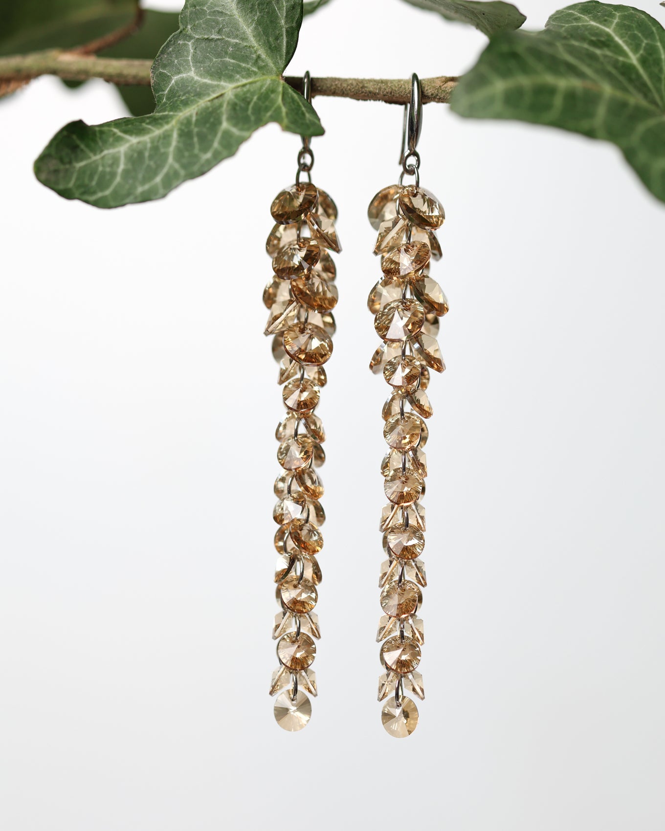 Cercei argint si cristale fatetate premium Crystallized Amberfall