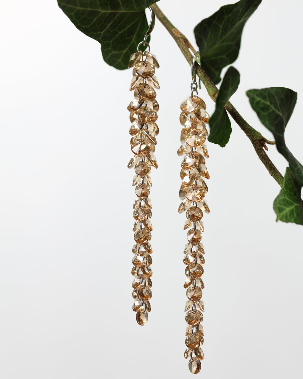 Cercei argint si cristale fatetate premium Crystallized Amberfall