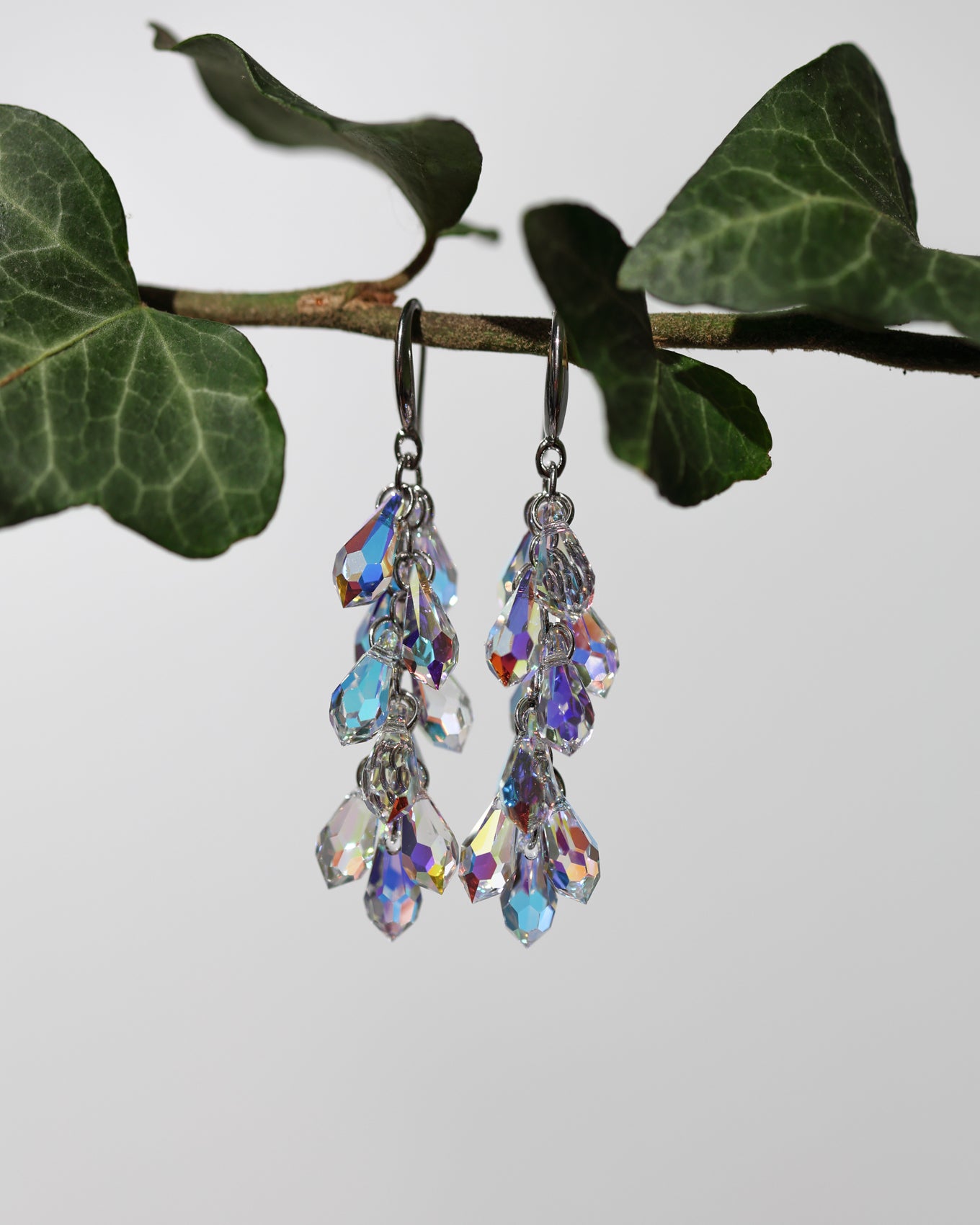 Cercei argint si cristale fatetate Frosted Drops