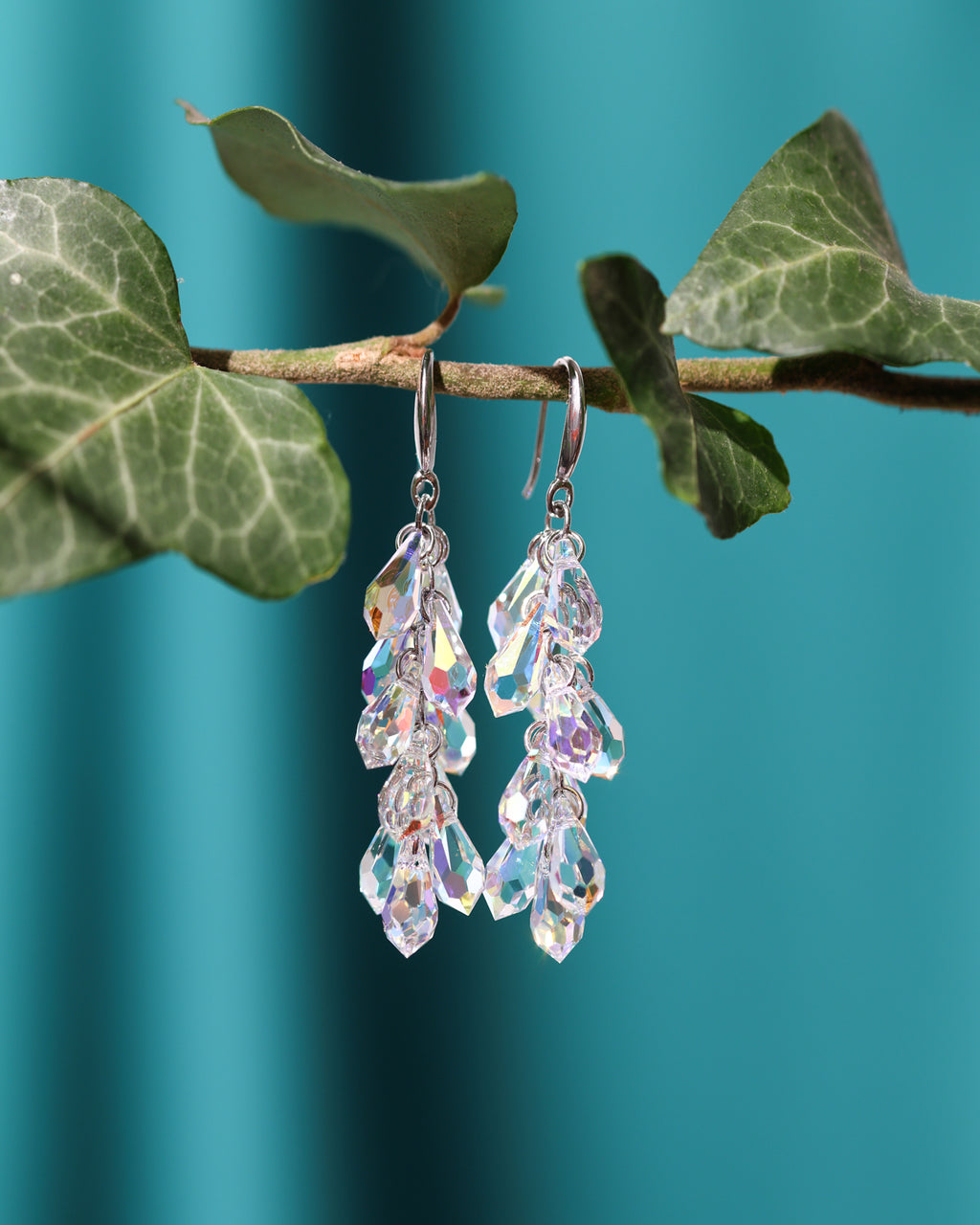 Cercei argint si cristale fatetate Frosted Drops