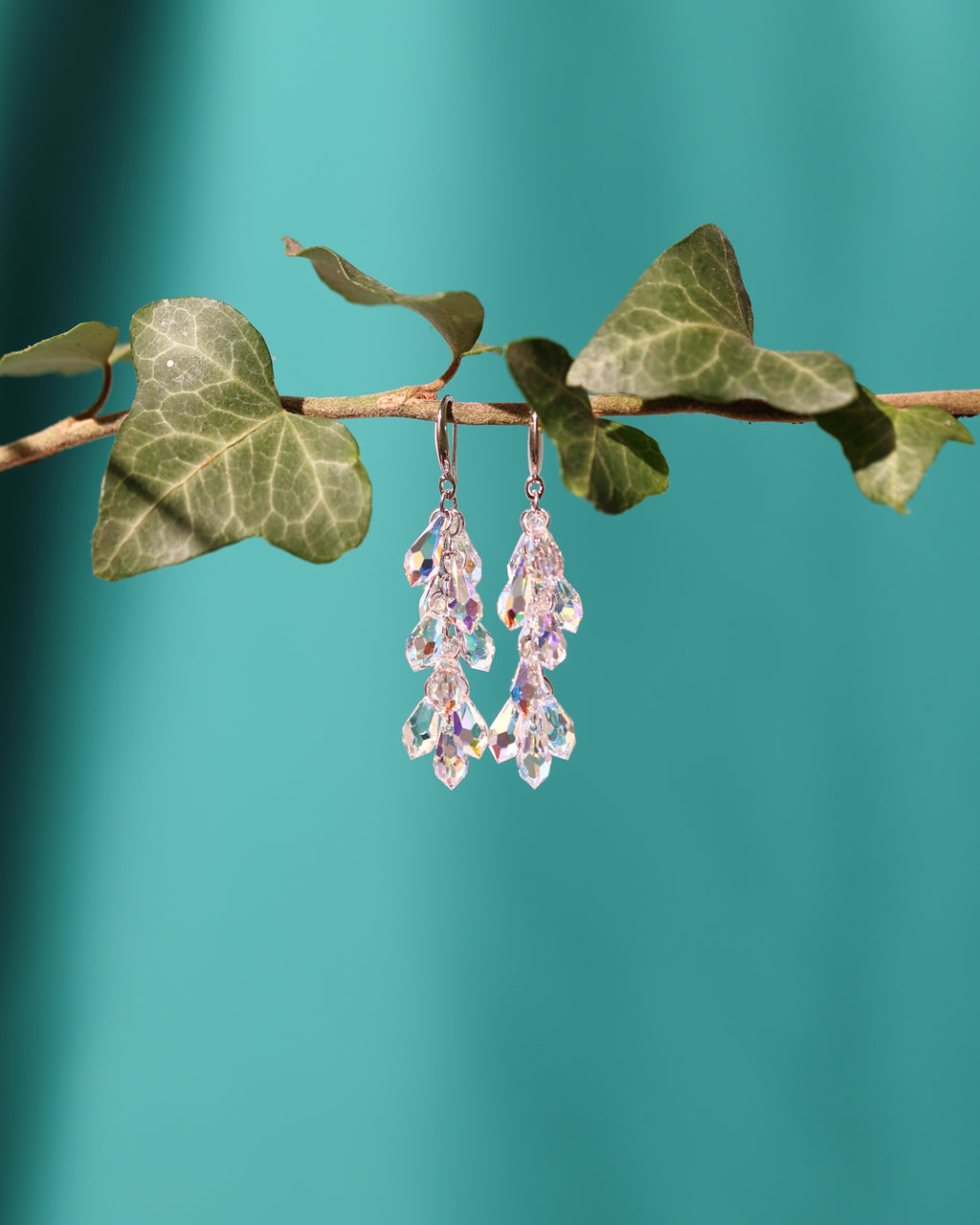 Cercei argint si cristale fatetate Frosted Drops