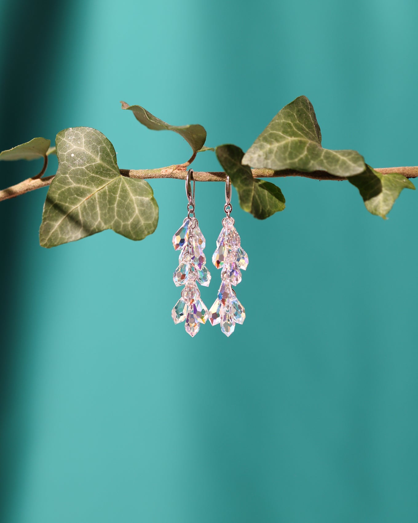 Cercei argint si cristale fatetate Frosted Drops