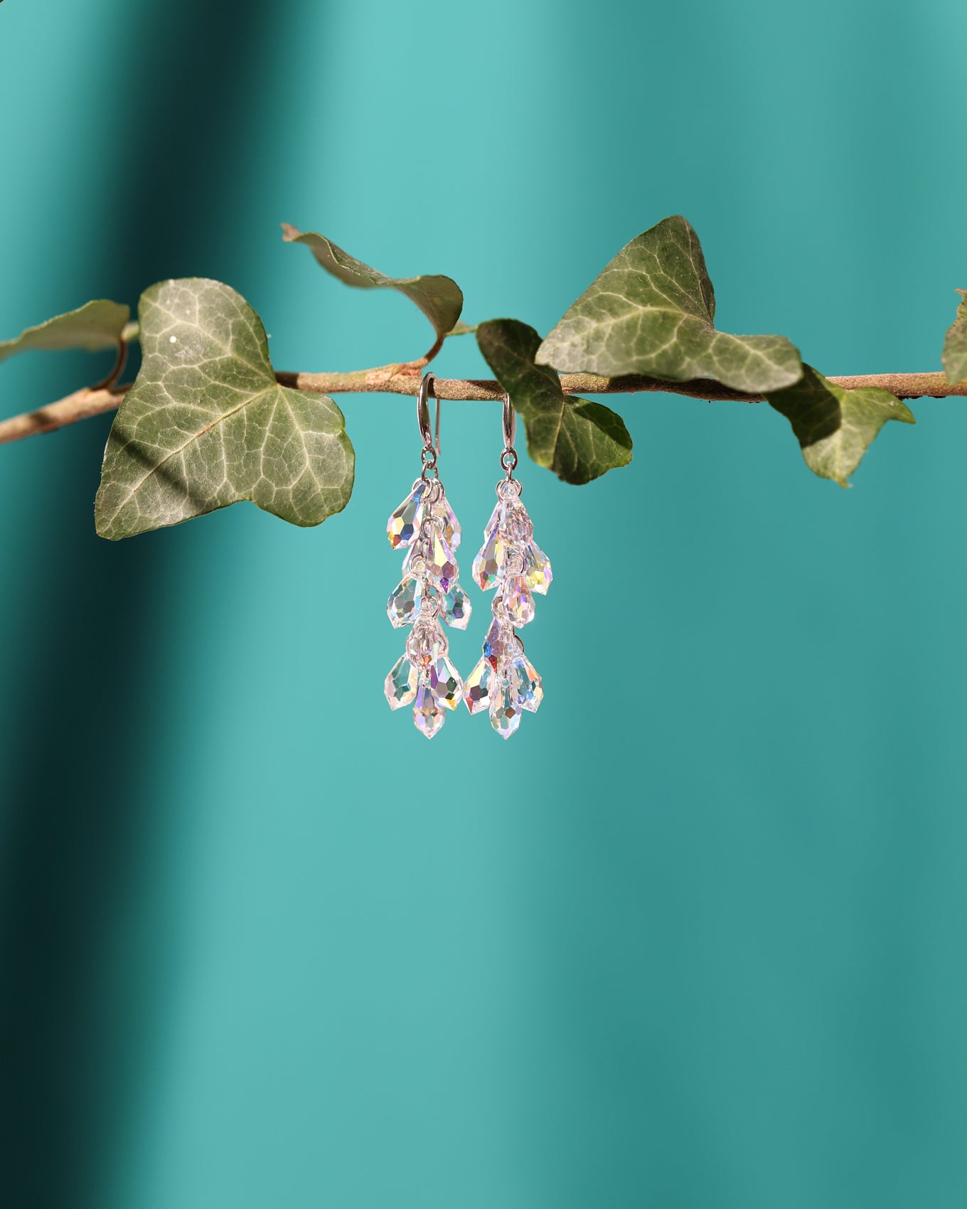 Cercei argint si cristale fatetate Frosted Drops