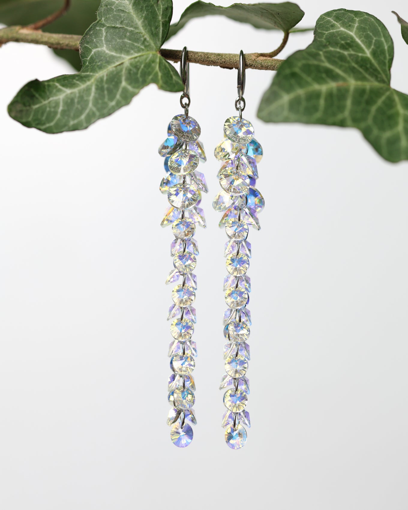 Cercei argint si cristale fatetate premium Crystallized Lightfall