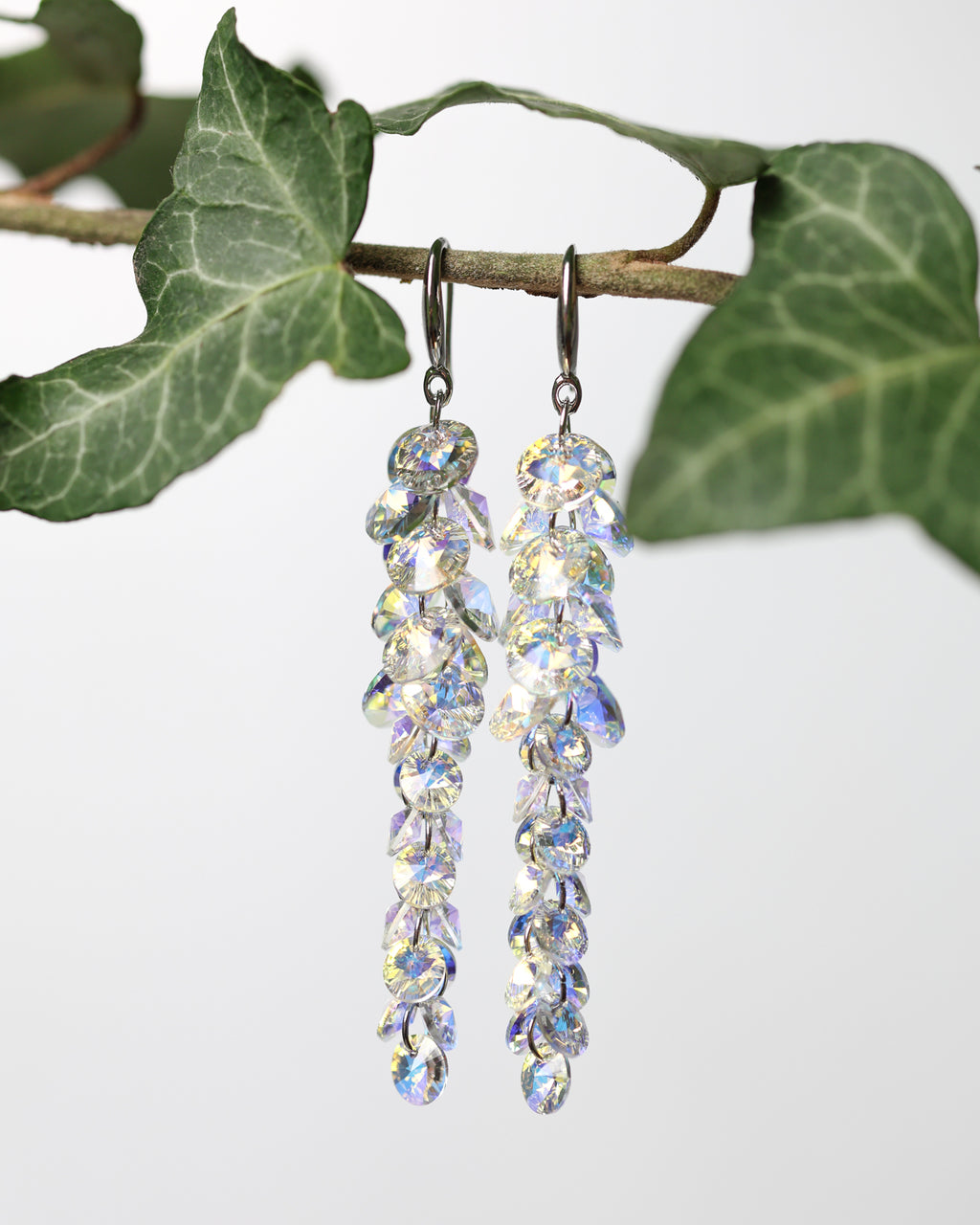 Cercei argint si cristale fatetate premium Crystallized Lightfall