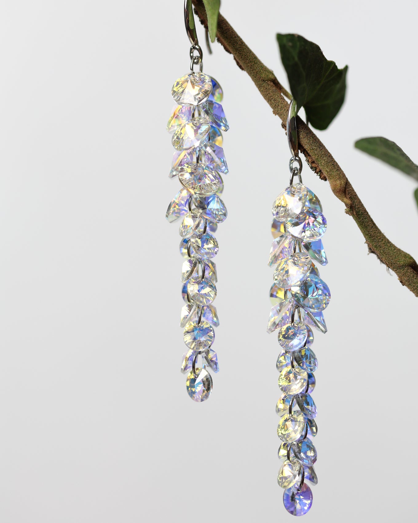 Cercei argint si cristale fatetate premium Crystallized Lightfall