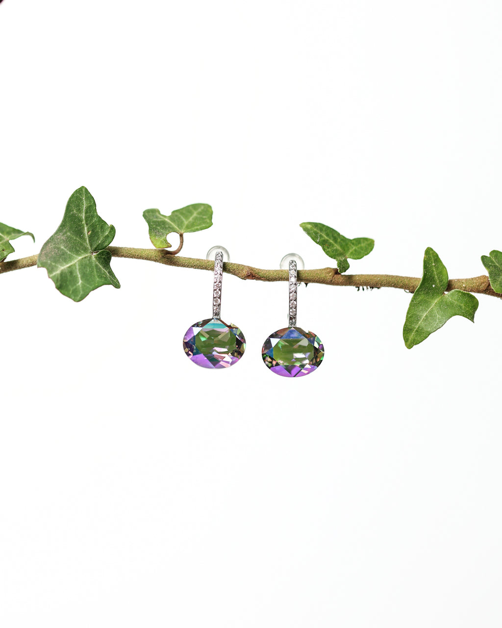 Cercei argint si cristale fatetate Crystallized Mirage Borealis