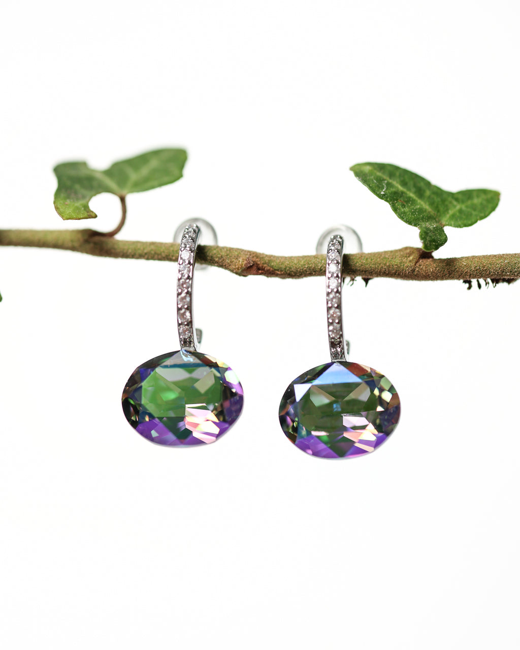 Cercei argint si cristale fatetate Crystallized Mirage Borealis