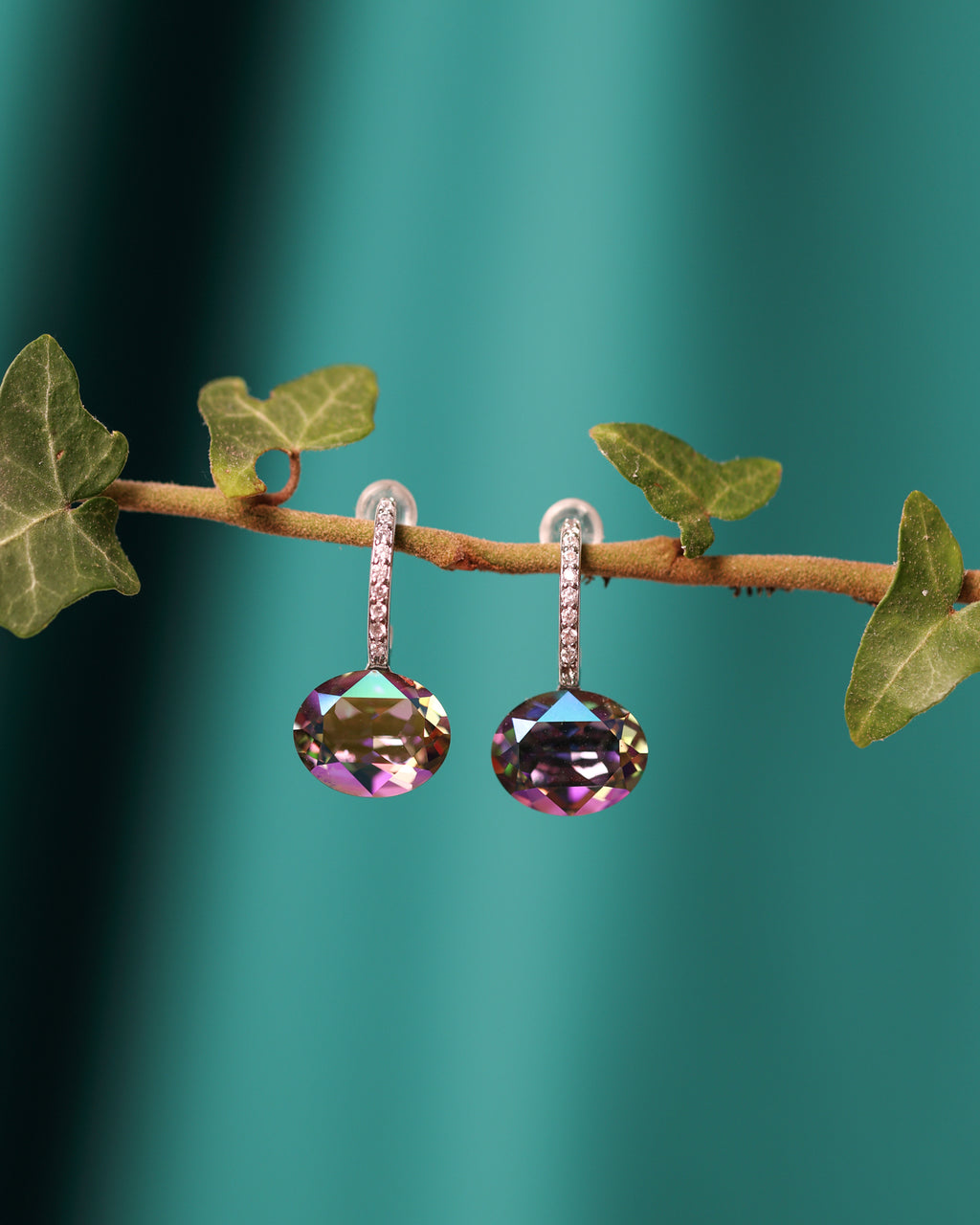 Cercei argint si cristale fatetate Crystallized Mirage Borealis