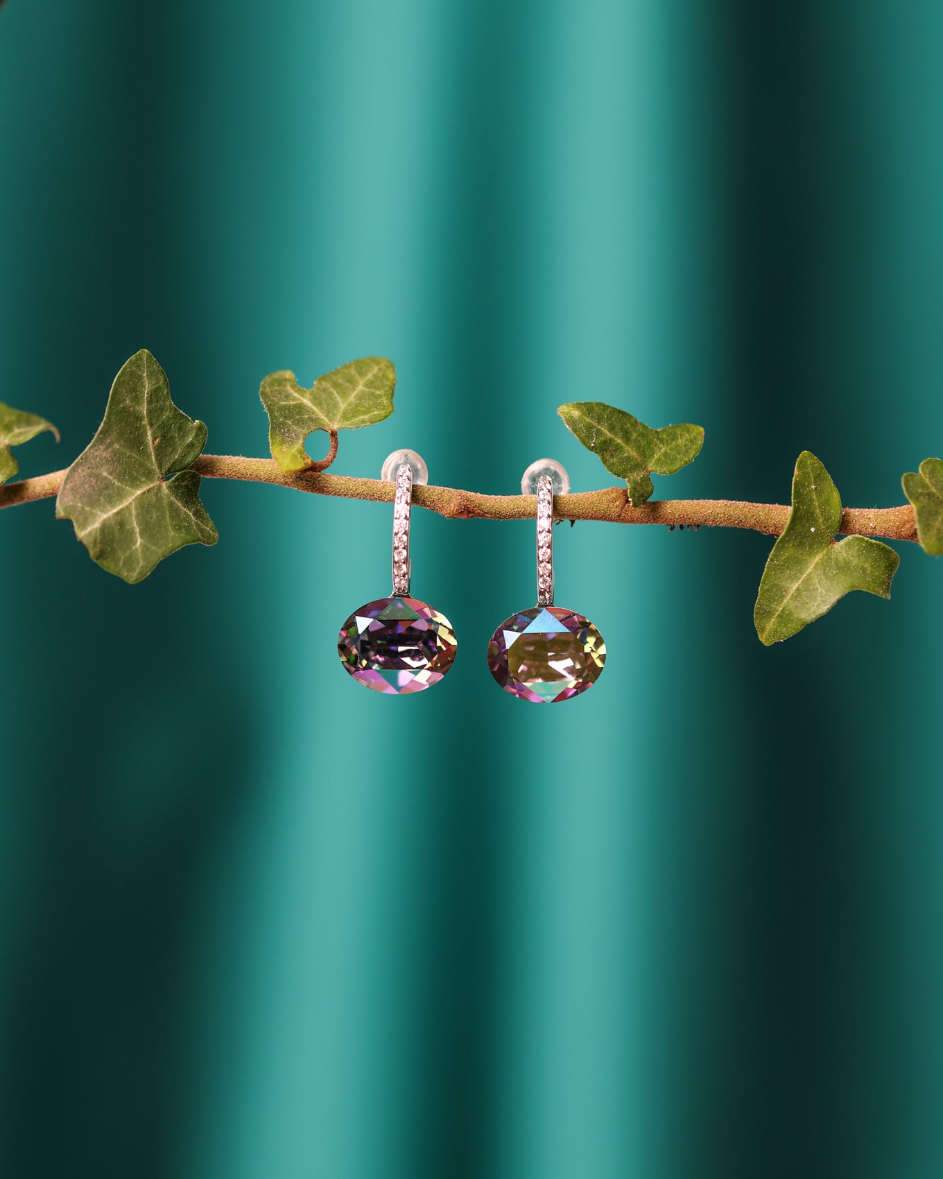 Cercei argint si cristale fatetate Crystallized Mirage Borealis