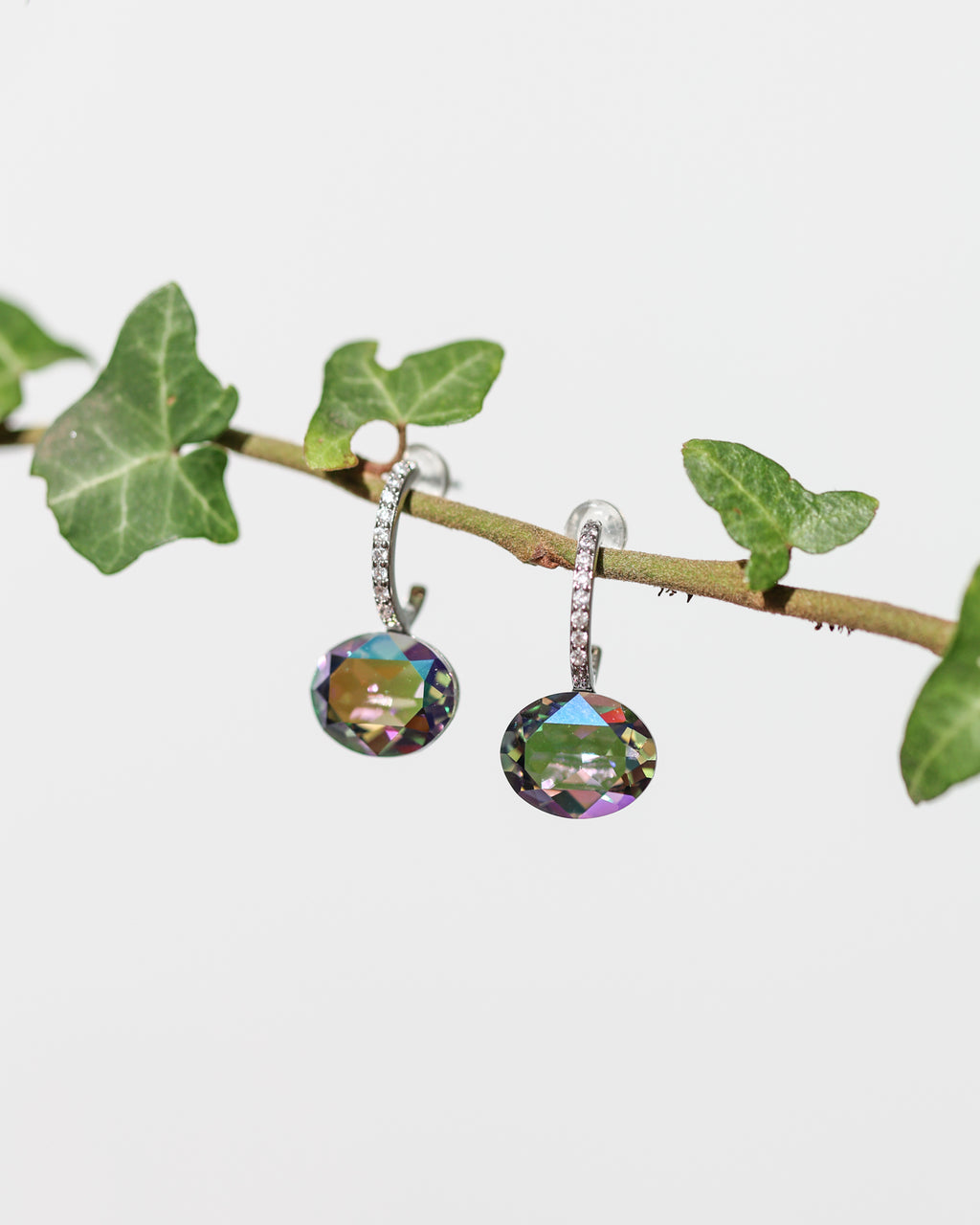 Cercei argint si cristale fatetate Crystallized Mirage Borealis