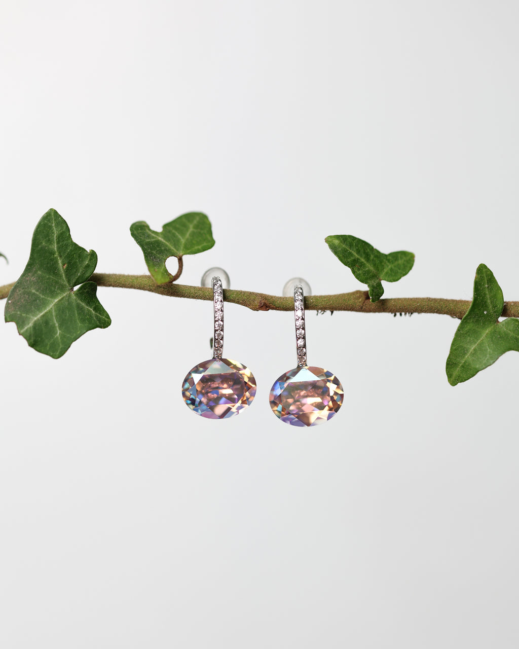 Cercei argint si cristale fatetate Crystallized Mirage Dawnlight