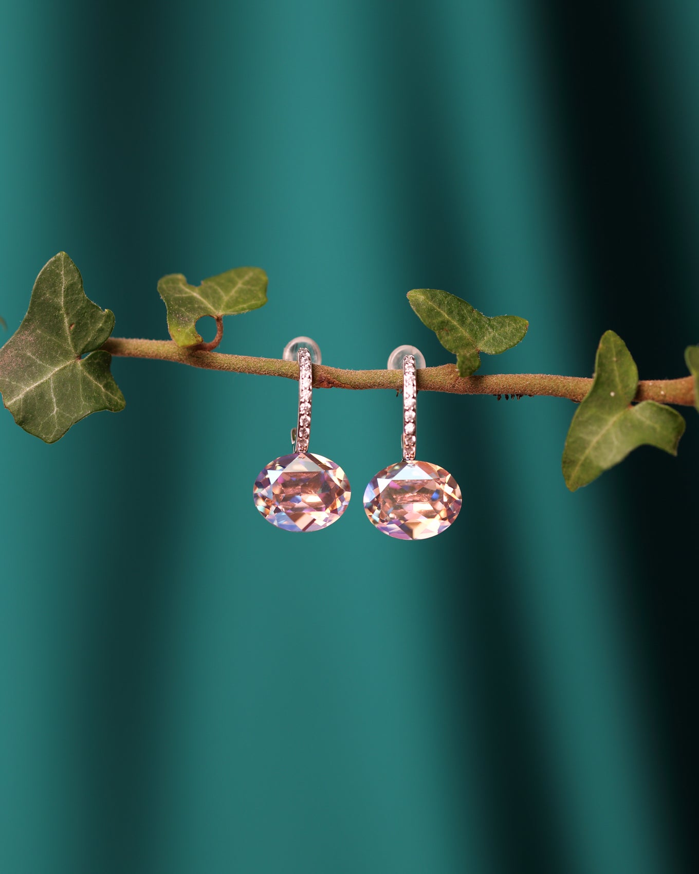 Cercei argint si cristale fatetate Crystallized Mirage Dawnlight