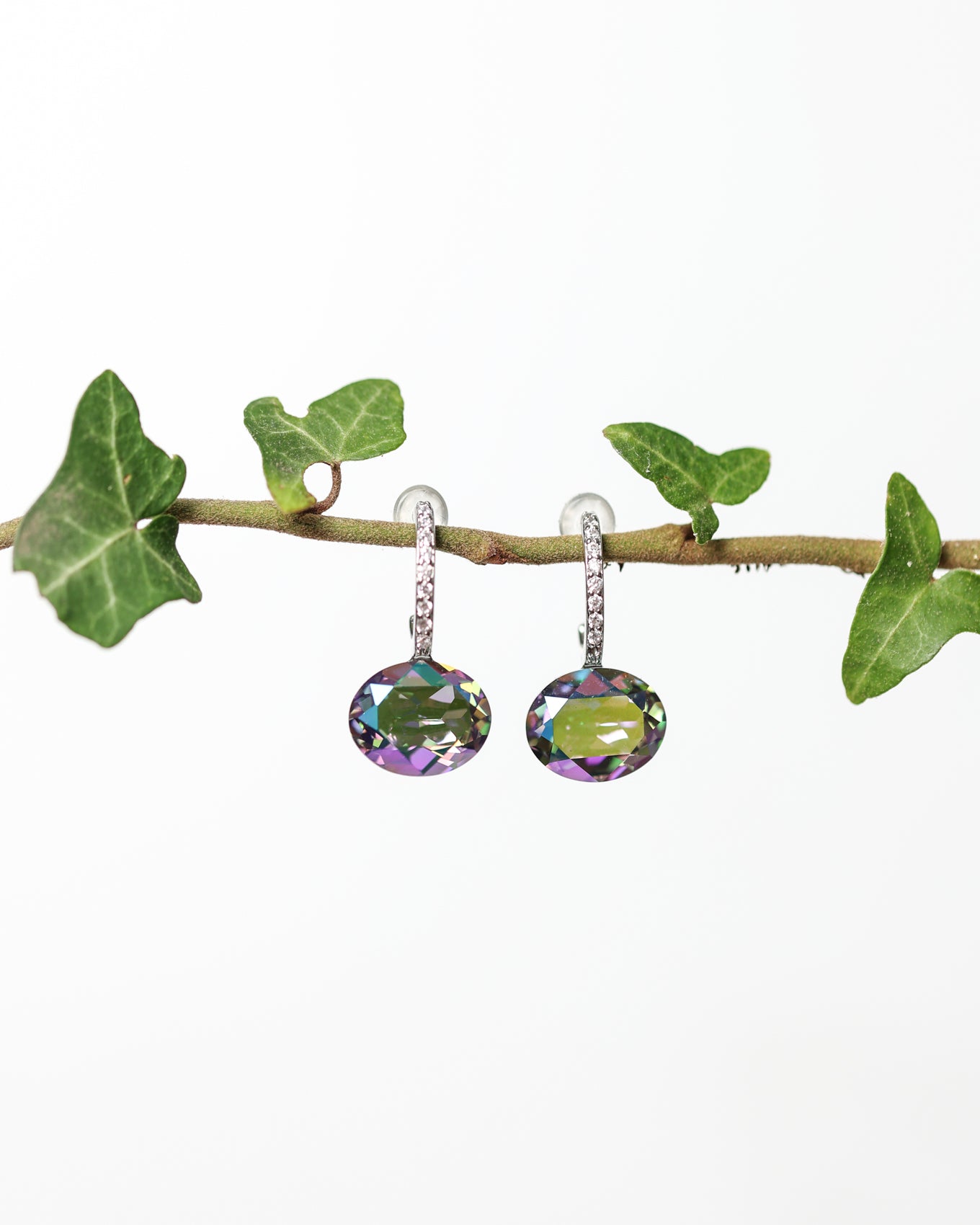 Cercei argint si cristale fatetate Crystallized Mirage Borealis