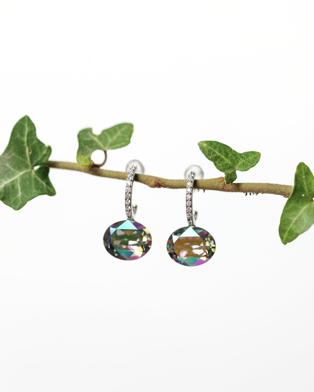 Cercei argint si cristale fatetate Crystallized Mirage Borealis