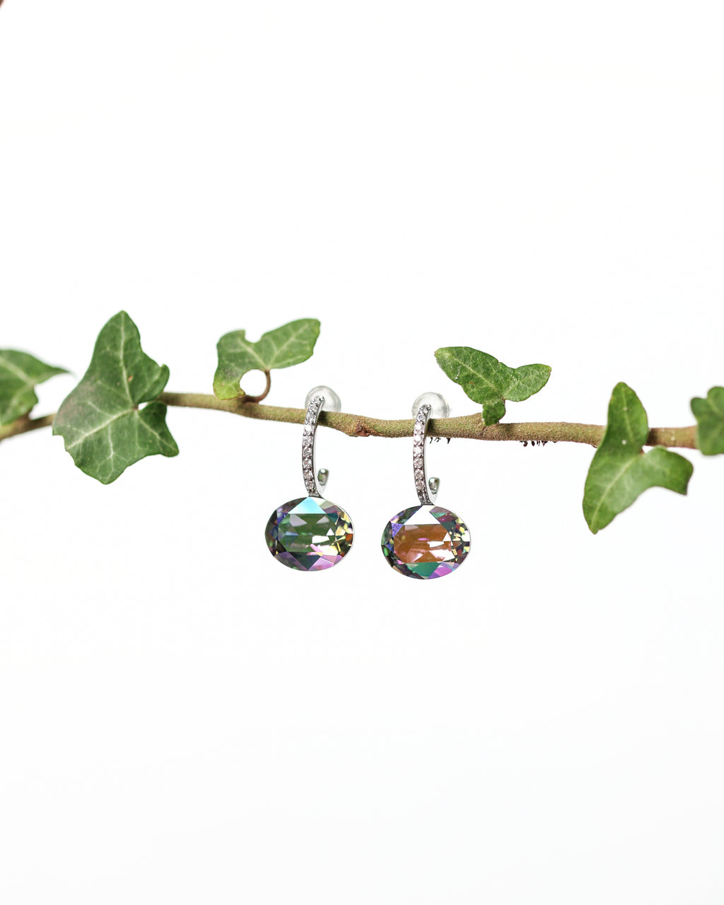 Cercei argint si cristale fatetate Crystallized Mirage Borealis