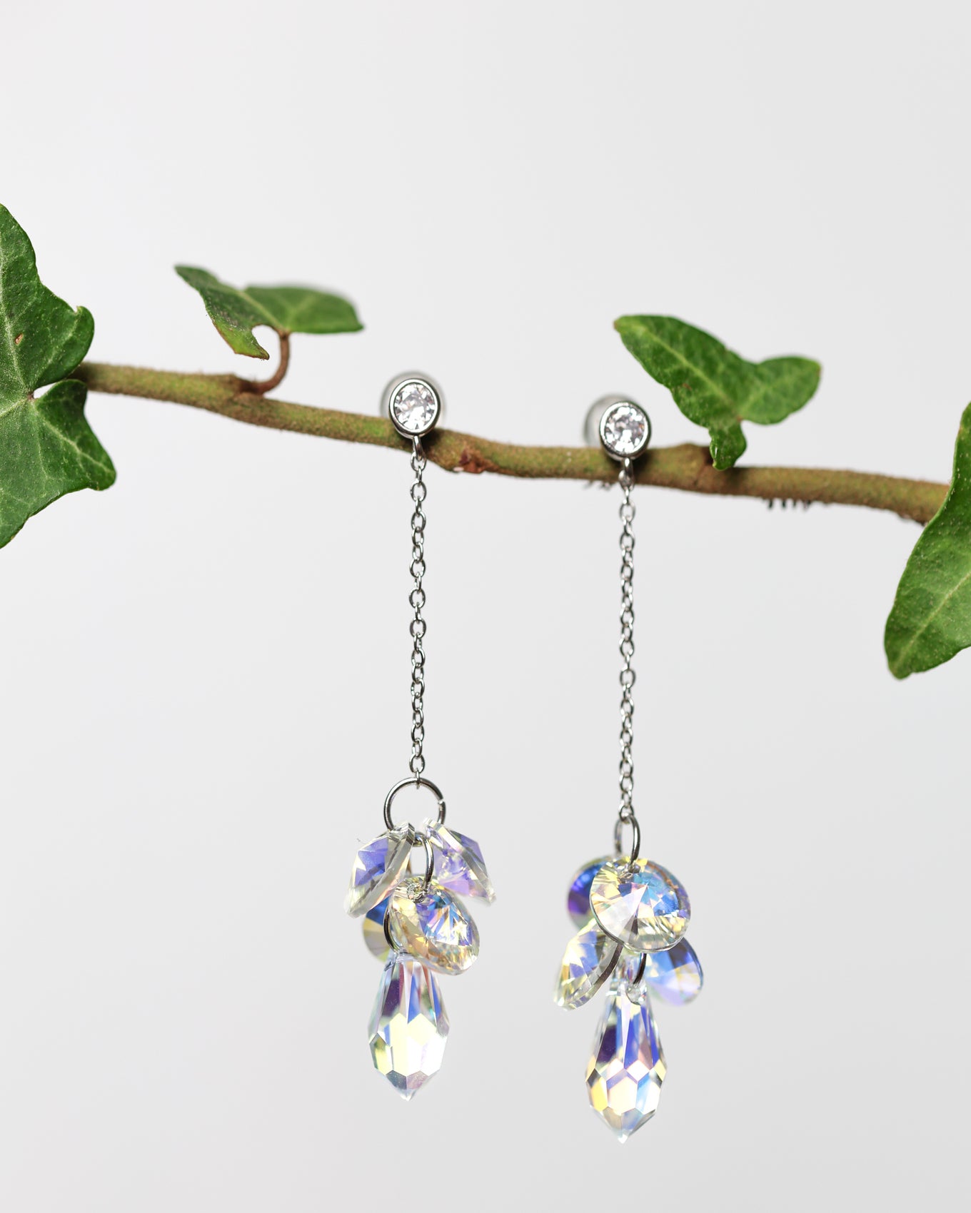 Cercei argint si cristale fatetate cu precizie optica ridicata Crystallized Whisperfall