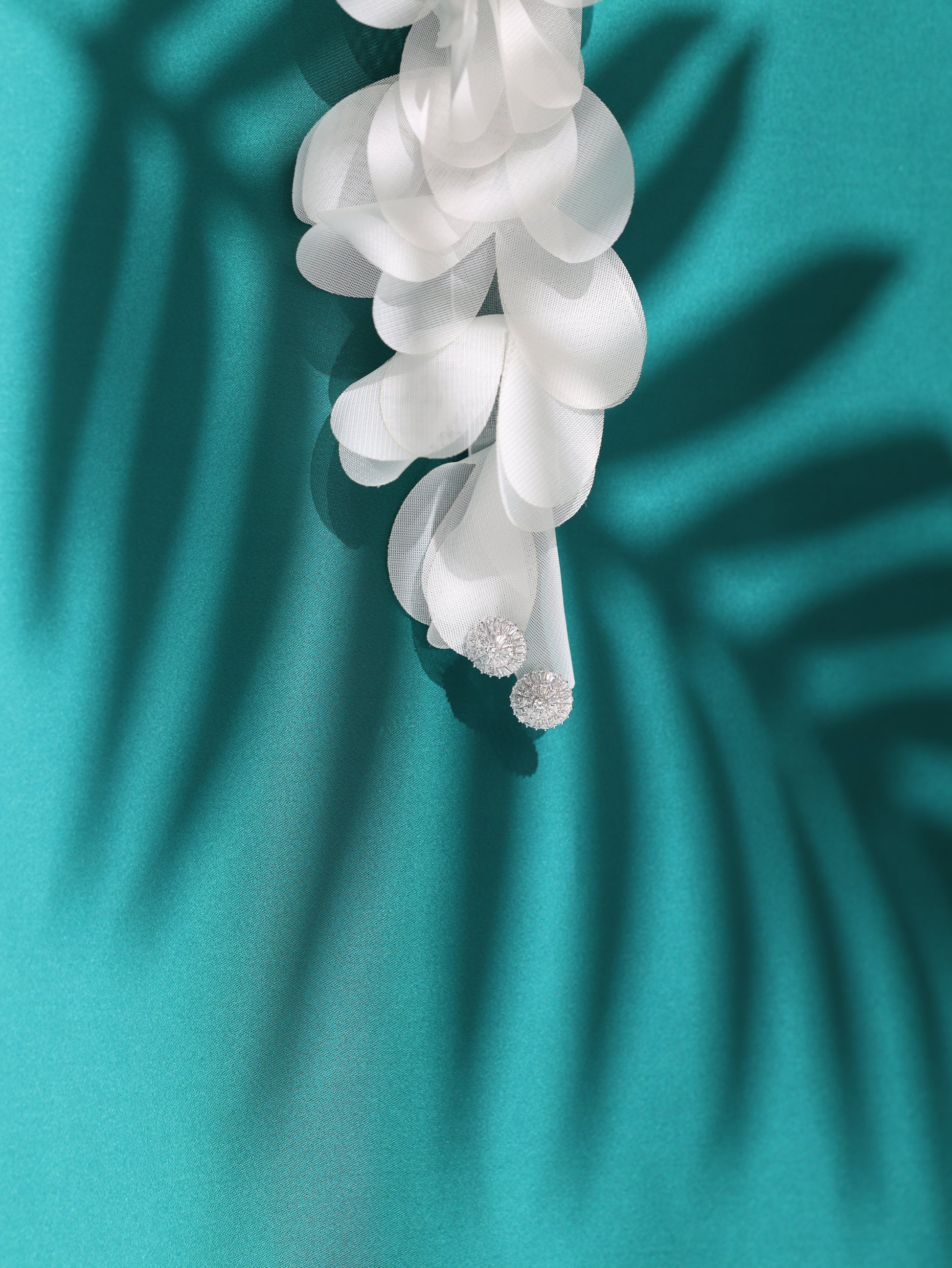 Cercei Frosted Crown din argint rodiat si zirconiu