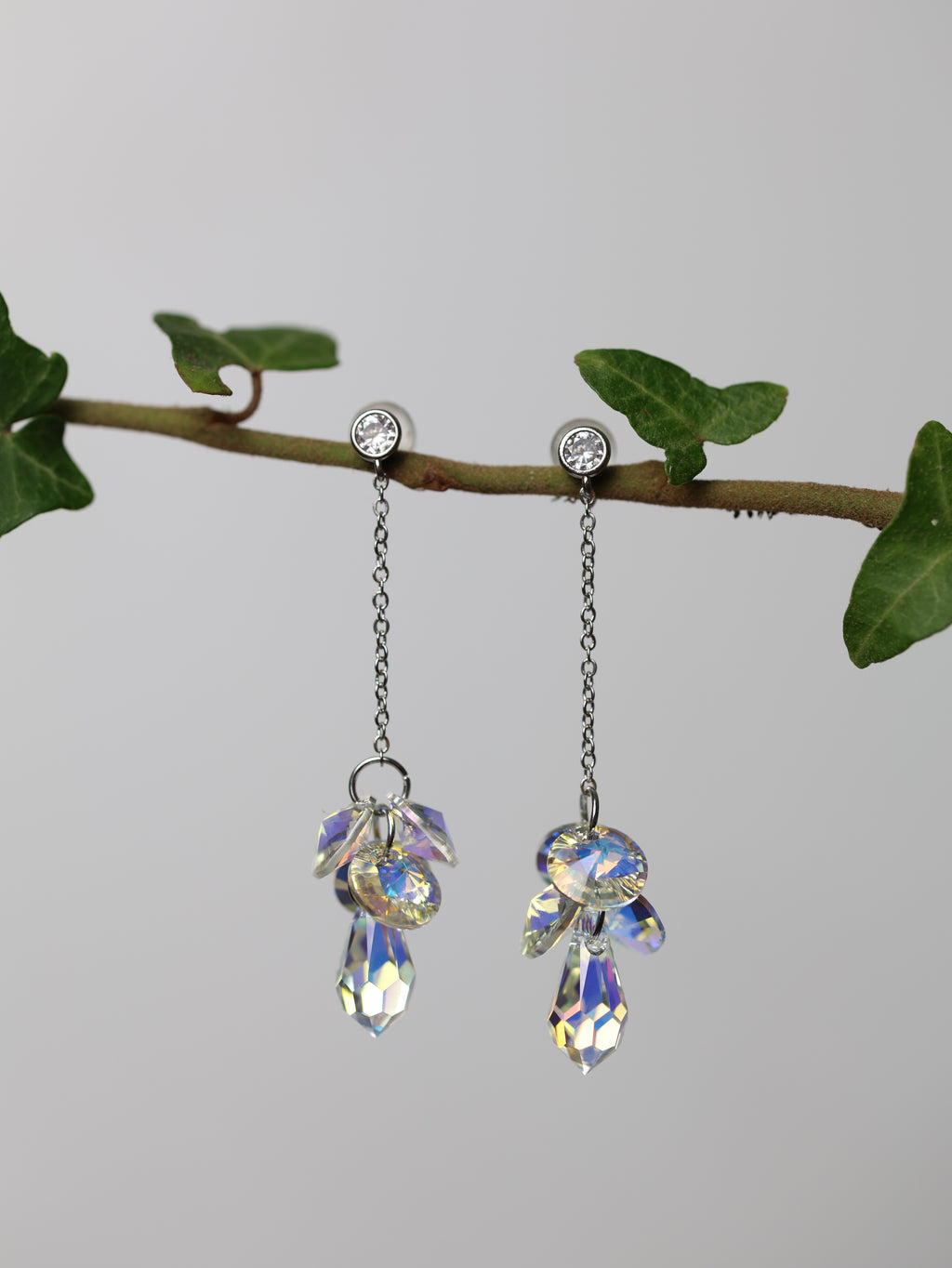 Cercei argint si cristale fatetate cu precizie optica ridicata Crystallized Whisperfall