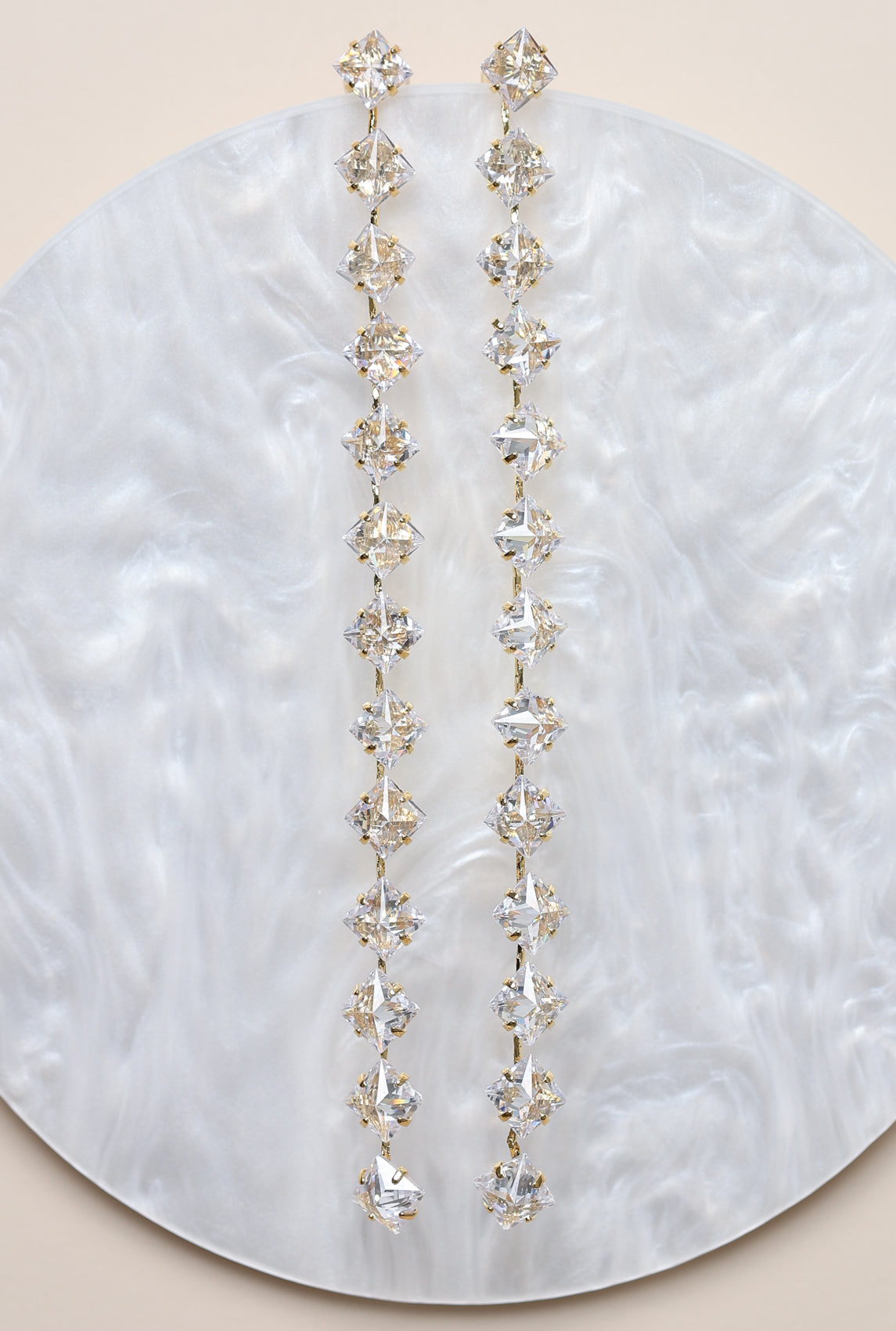 Cercei placati cu aur si cristale Golden Column