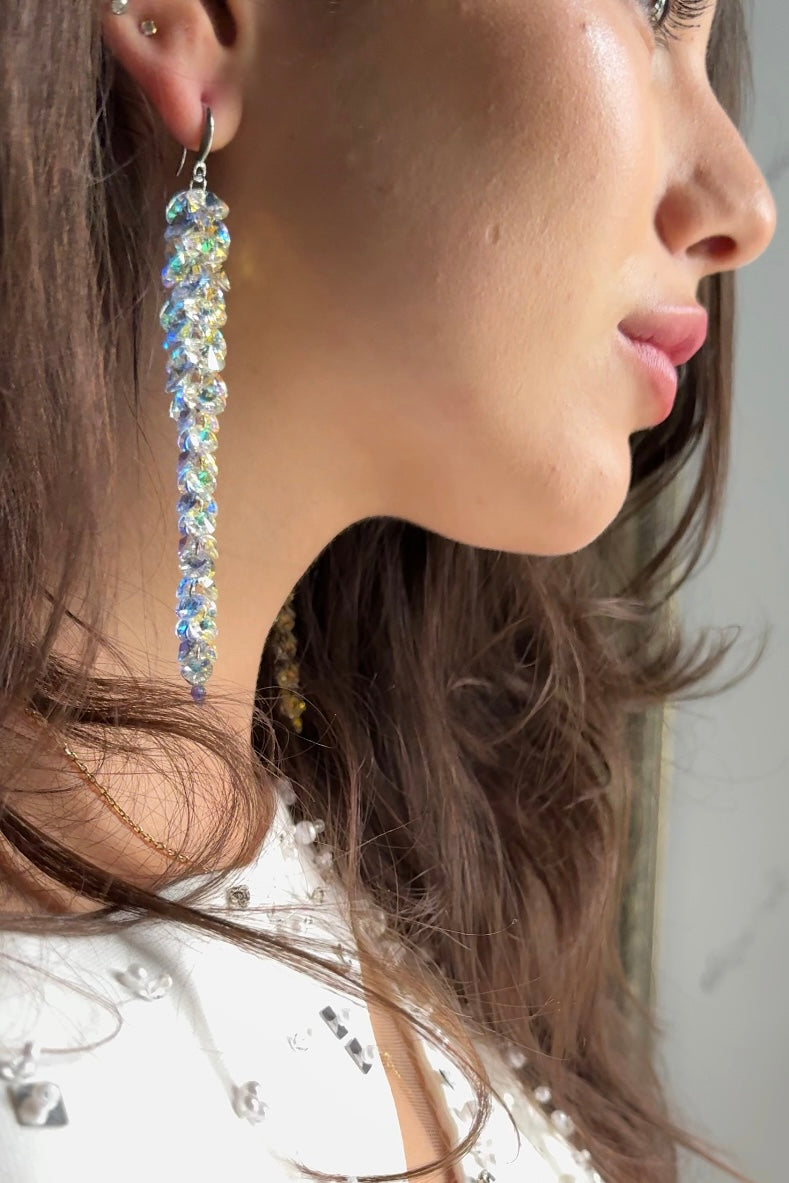 Cercei argint si cristale fatetate premium Crystallized Lightfall