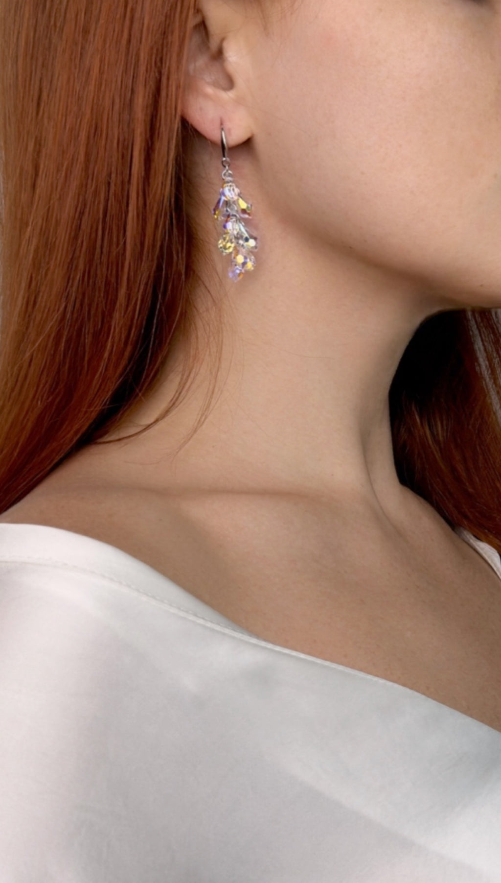 Cercei argint si cristale fatetate Frosted Drops